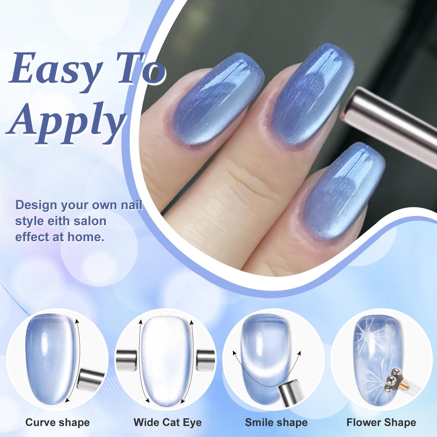 Major Dijit Cat Eye Gel Nail Polish 15ml Moonlight Glass Smoothie Cateye Gel Polish Soak Off U V LED Magnetic Shimmer Velvet Gel Nail Polish Nail Art Manicure Salon DIY Home (C06)