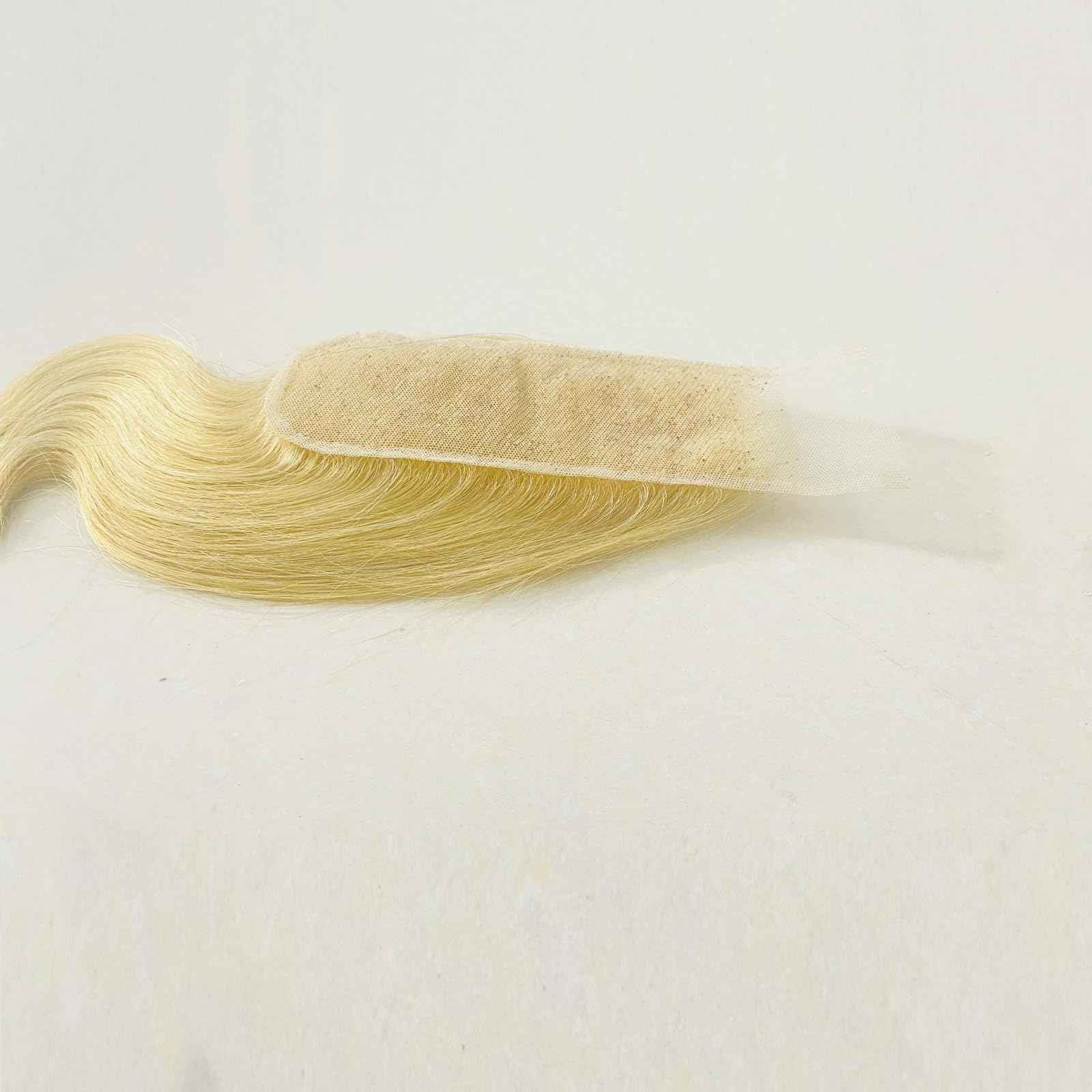 Blonde 2x6 Lace Closure Color #613 2x6 Transparent Lace Closure 100% Human Hair Free Part 150% Density Bleached Knots Pre Plucked With Baby Hair 14 Inch