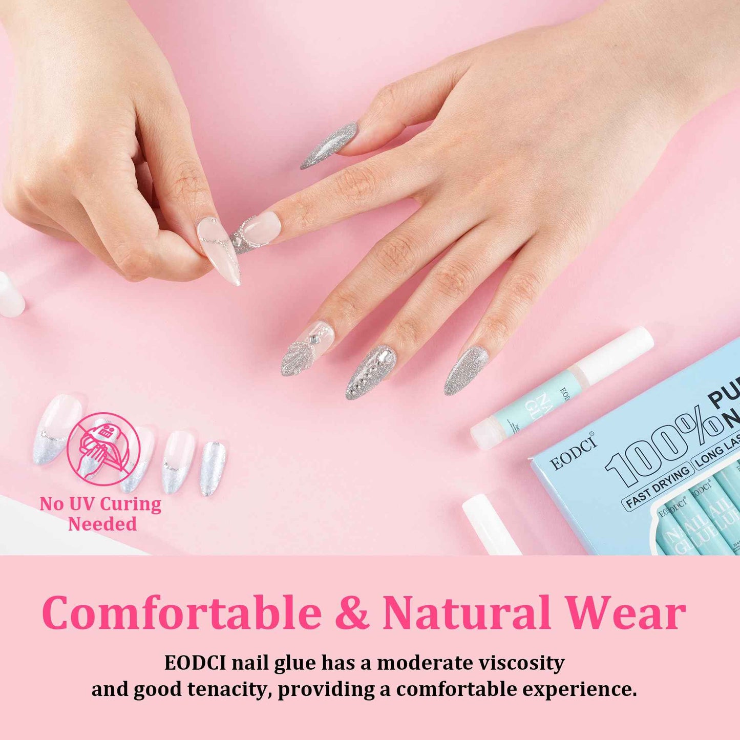 EODCI 12pcs Nail Glue Super Strong for Acrylic Nails Press on Nails Professional for Nail Tips Fake Nails False Nails Long Lasting Glue for Stick On Nails Broken