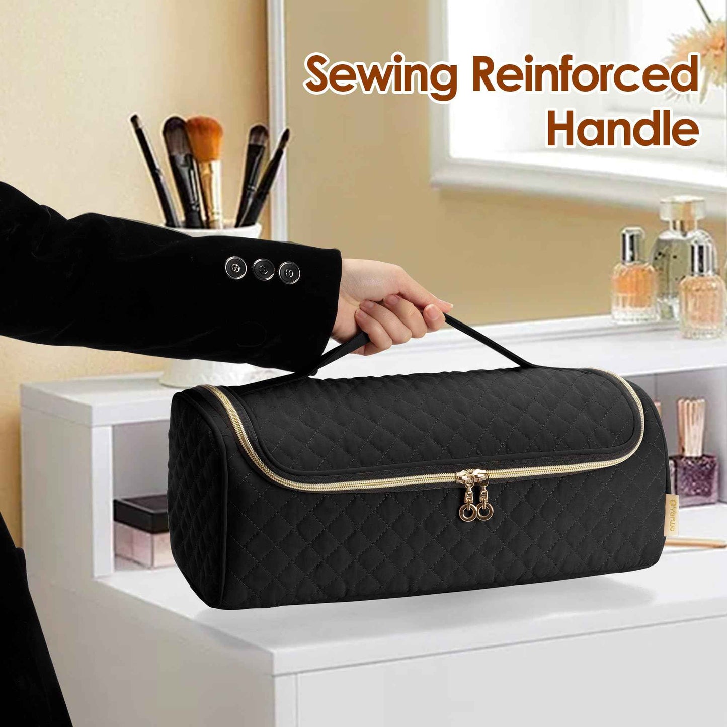 Yarwo 2026 Upgraded Travel Carrying Case Compatible with Shark FlexStyle Styling HD 430/440, Portable Storage Bag for Dyson Airwrap and Hair Styler Attachments, Black (Bag Only)