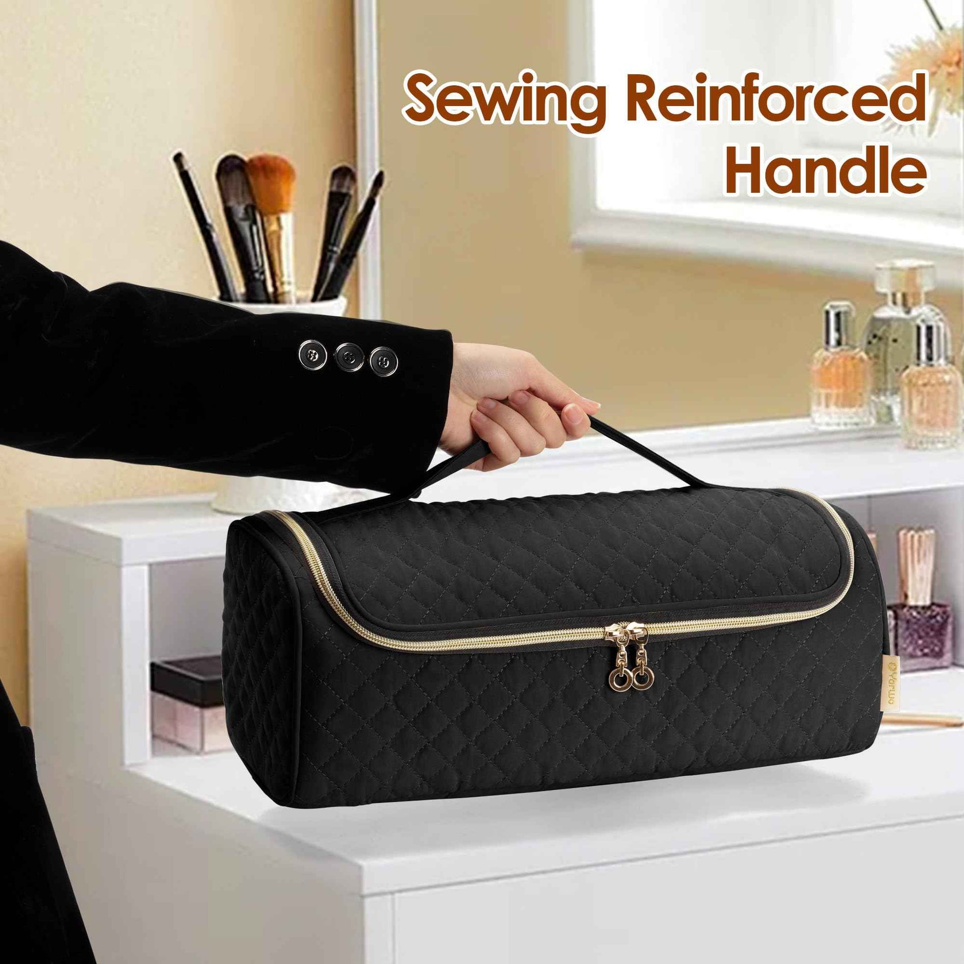 Yarwo 2026 Upgraded Travel Carrying Case Compatible with Shark FlexStyle Styling HD 430/440, Portable Storage Bag for Dyson Airwrap and Hair Styler Attachments, Black (Bag Only)