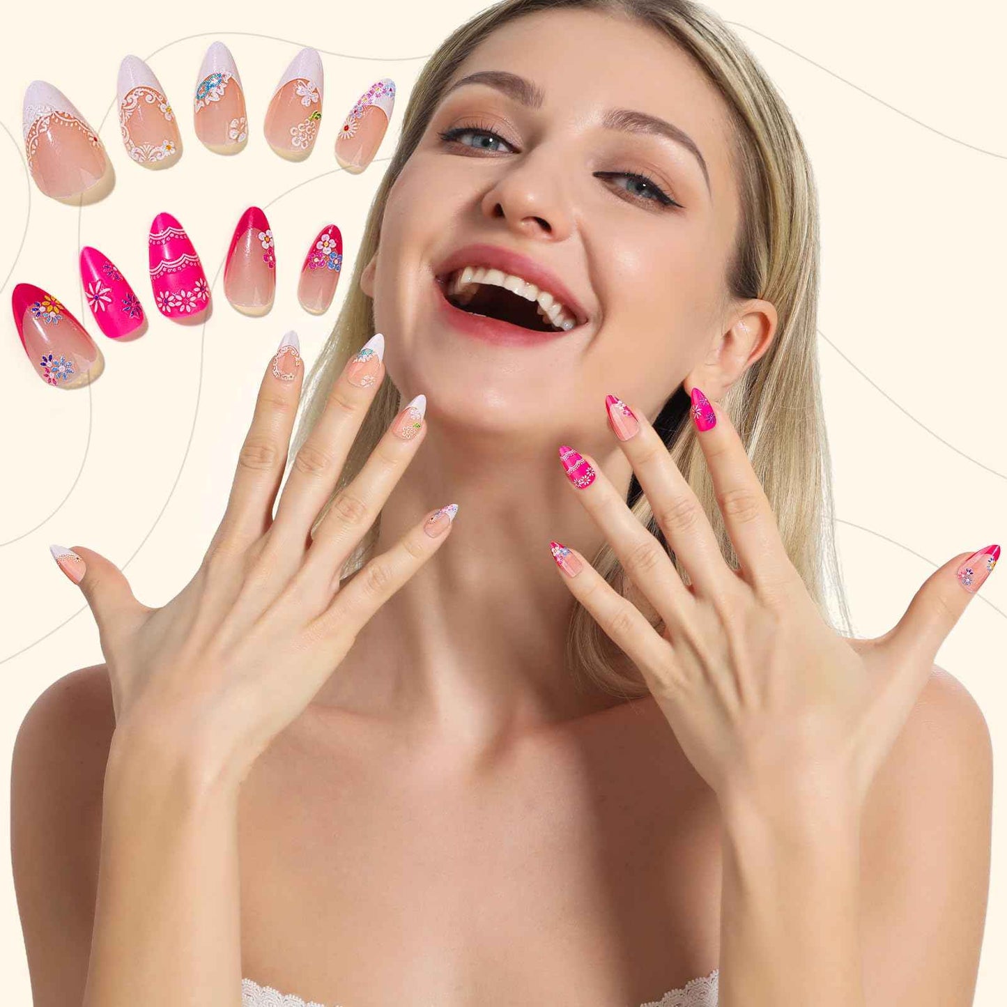 FANDAMEI Nail Stickers for Girls, 30 Sheets Cute Kids Nail Stickers for Nail Art, 3D Self-Adhesive Glitter Floral Fruit Heart Decals for Women, Little Girl Nail Decals for Design