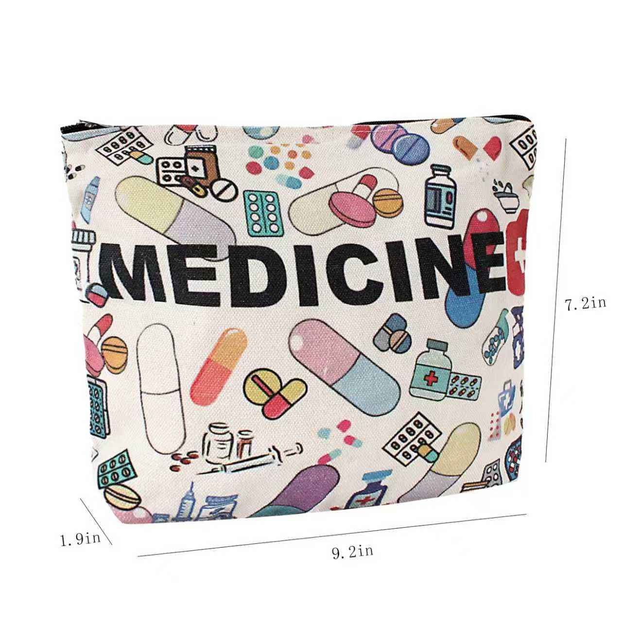 ZUCOLUS Funny Letter Print Travel Medicine Bags Makeup Bag Gift For Women,Pill Storage Bag Toiletry Pouch,Med Bag For Girl