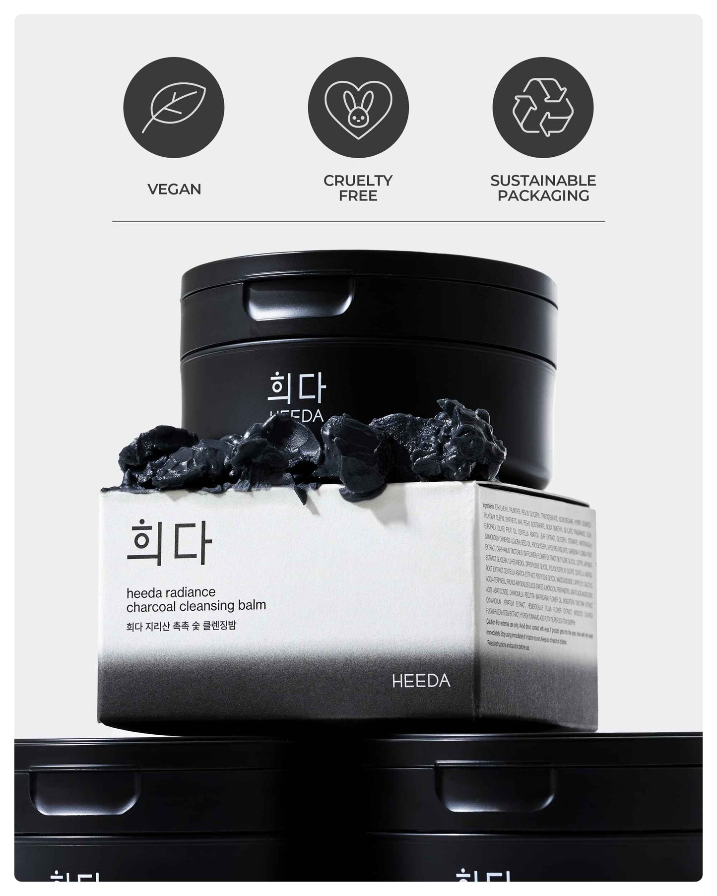 HEEDA Charcoal Cleansing Balm, All in One Nourishing, Hydrating Makeup Melting Remover for Dry & Sensitive Skin, Korean Beauty Face Wash Cleanser 3.38 fl.oz