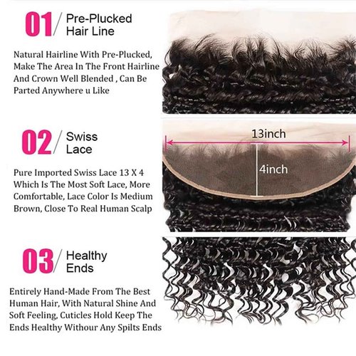 16 Inch Deep Wave 13x4 HD Lace Frontal Human Hair Pre Plucked with Baby Hair Ear to Ear Transparent Lace Frontal Closure 100% Virgin Deep Wave Human Hair