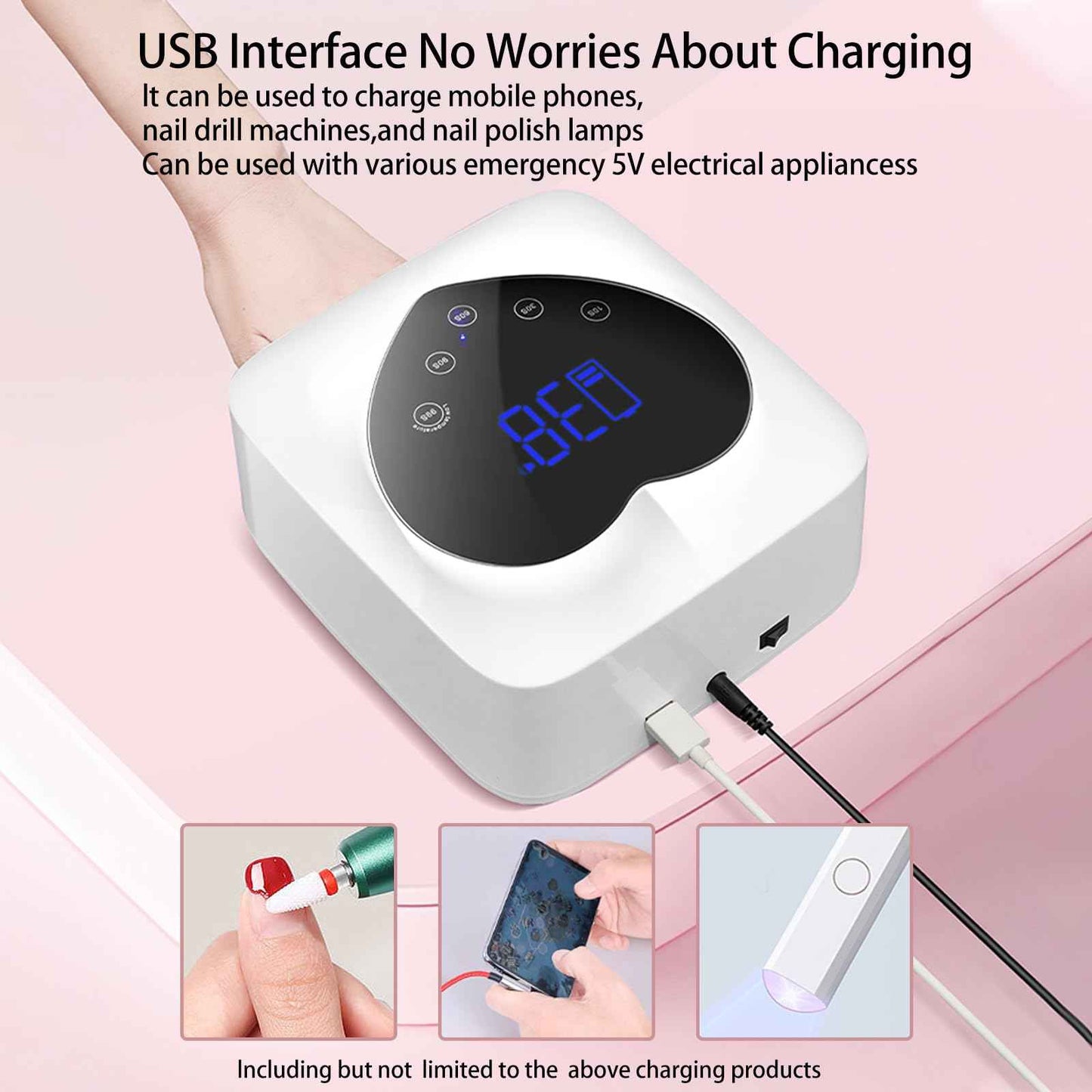 UV LED Nail Lamp Cordless 72W Portable Nail Dryer Light Rechargeable UV Light for Gel Nails Polish/Acrylic,Fast Curing Gel Polish Lamp with 5 Timer Smart Sensor,Nail Art Drying Tools for Home Salon