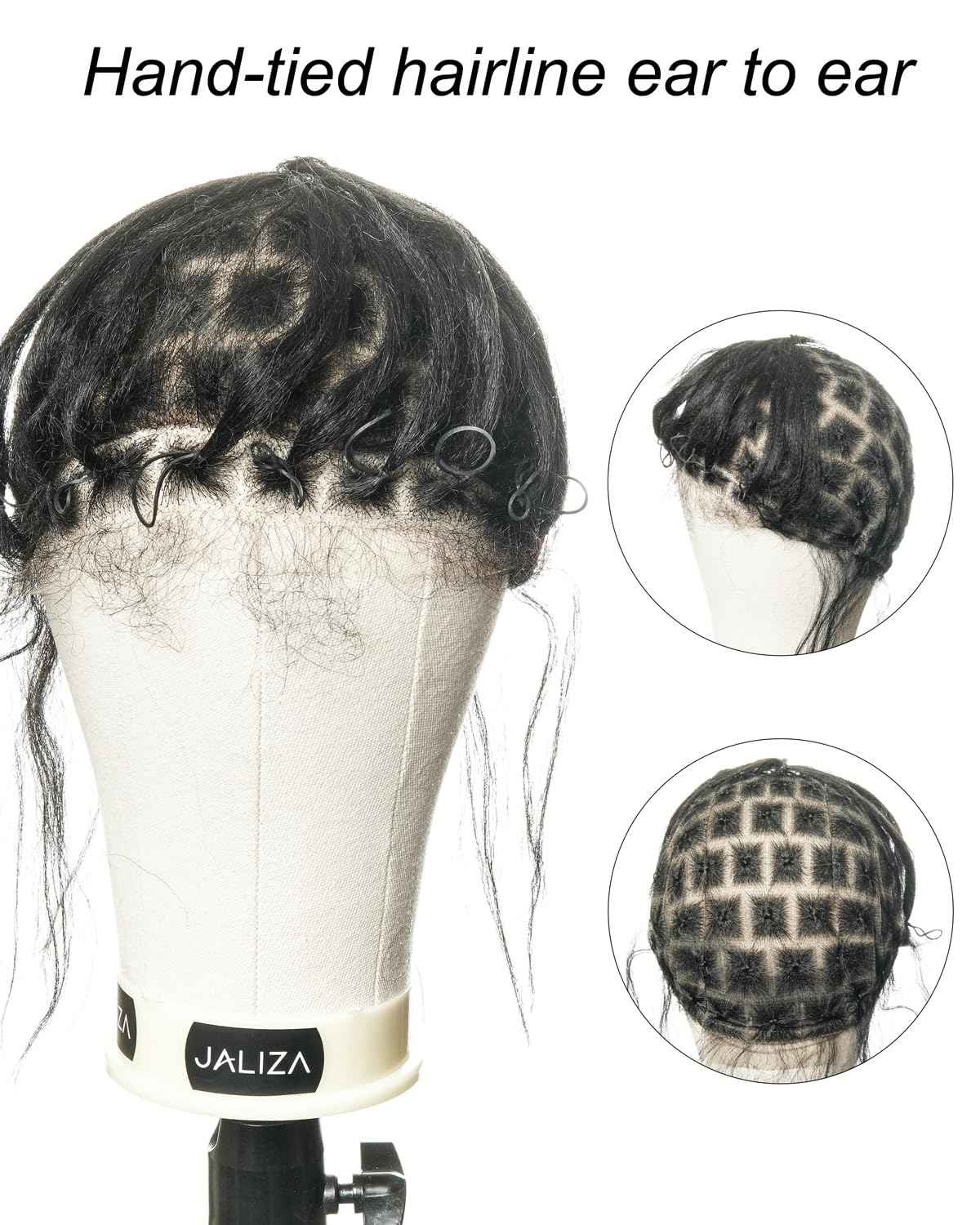 JALIZA HD Full Lace Crochet Wig Caps with Human Hair Baby Hair, 13x1 Hand-Tied Lace Area, Natural Scalp Braided Cap, Lightweight & Stress-Free Solution for Thinning Hair