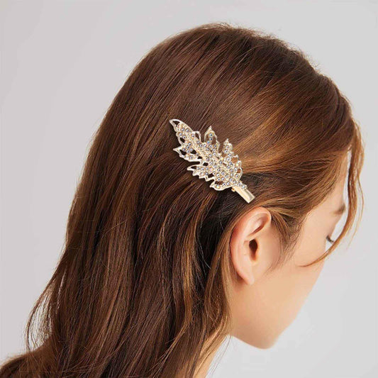 Crystal Leaf Hair Clip for Woman Paved Cz Leaf Hair Pins Gold Maple Leaf Hair Barrettes Rhinestone Leaf Decorative Hairpin Sparkly Headwear Barrette Vintage Hair Accessories for Girls Gifts (Style:B)