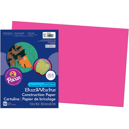 Prang (Formerly SunWorks) Construction Paper, Hot Pink, 12" x 18", 50 Sheets