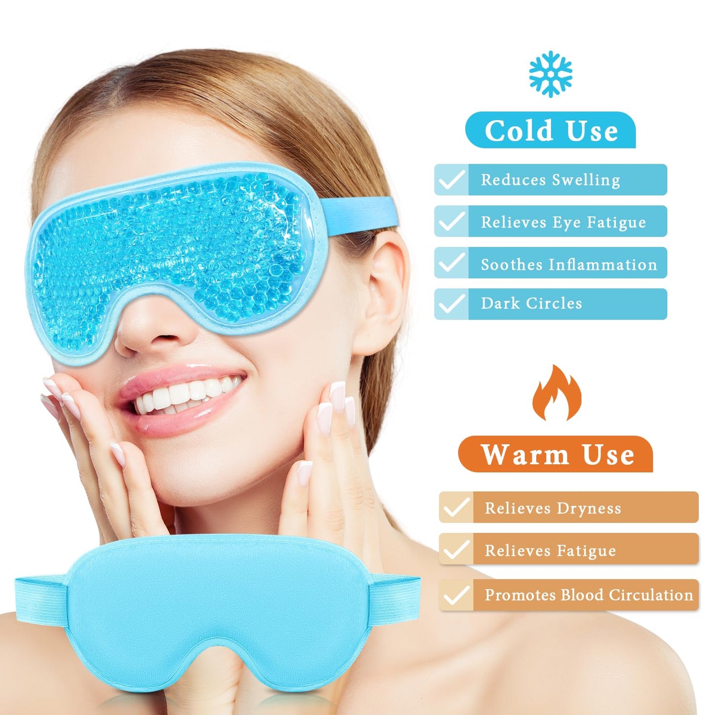 my novel things Ice Face Roller and Cold Eye Mask Compress for Eyes, Warm or Freezer Eye Mask Reusable for Puffiness Wrinkles, Lifting, Facial Lymphatic Drainage Massager SPA for Woman Man Gifting Set