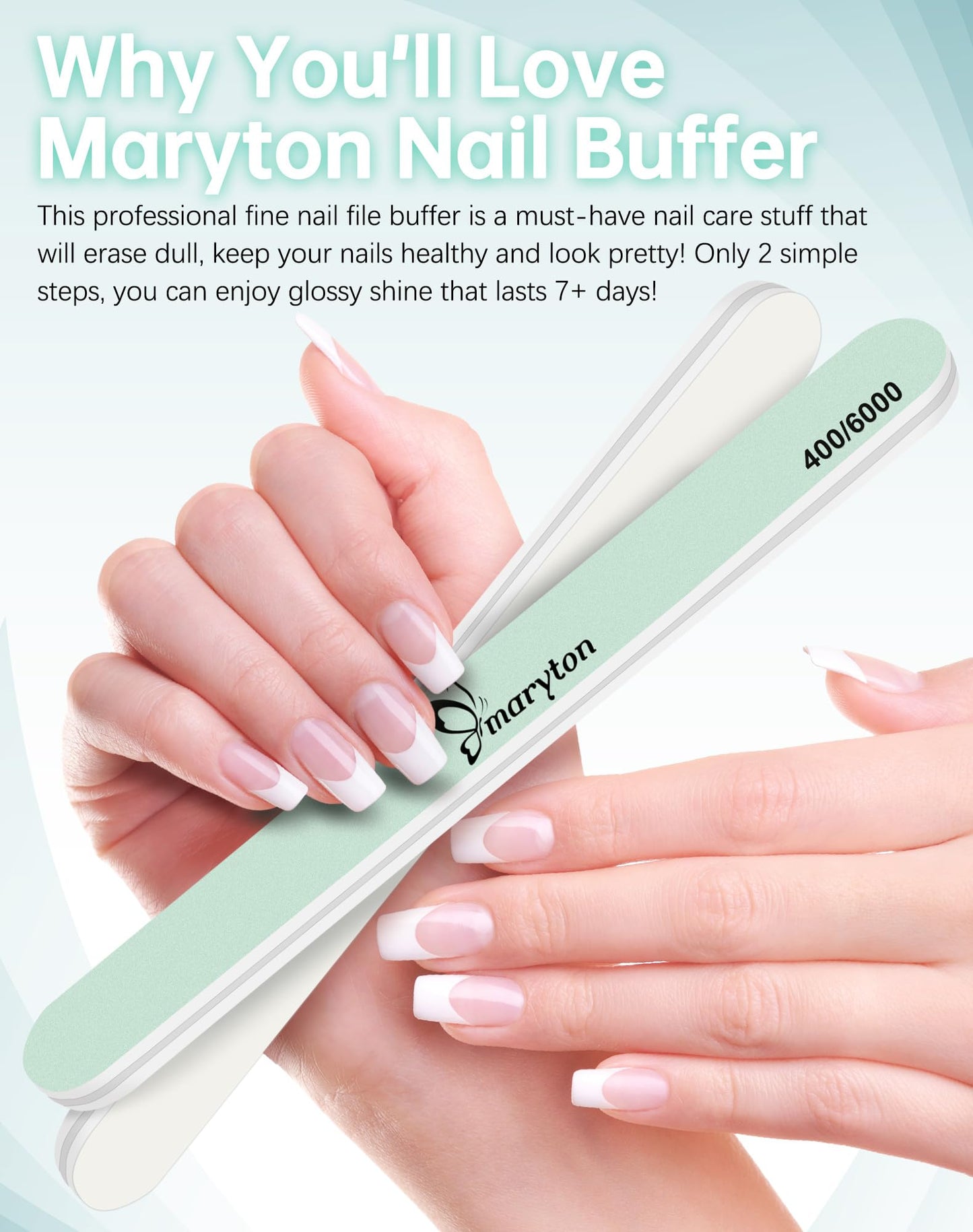 Maryton Nail Buffer and Shine Kit - 10pcs Nail Shine Buffer Blocks for Natural Nails Polisher Fingernail Buffer Buffing File 400 6000 Grit