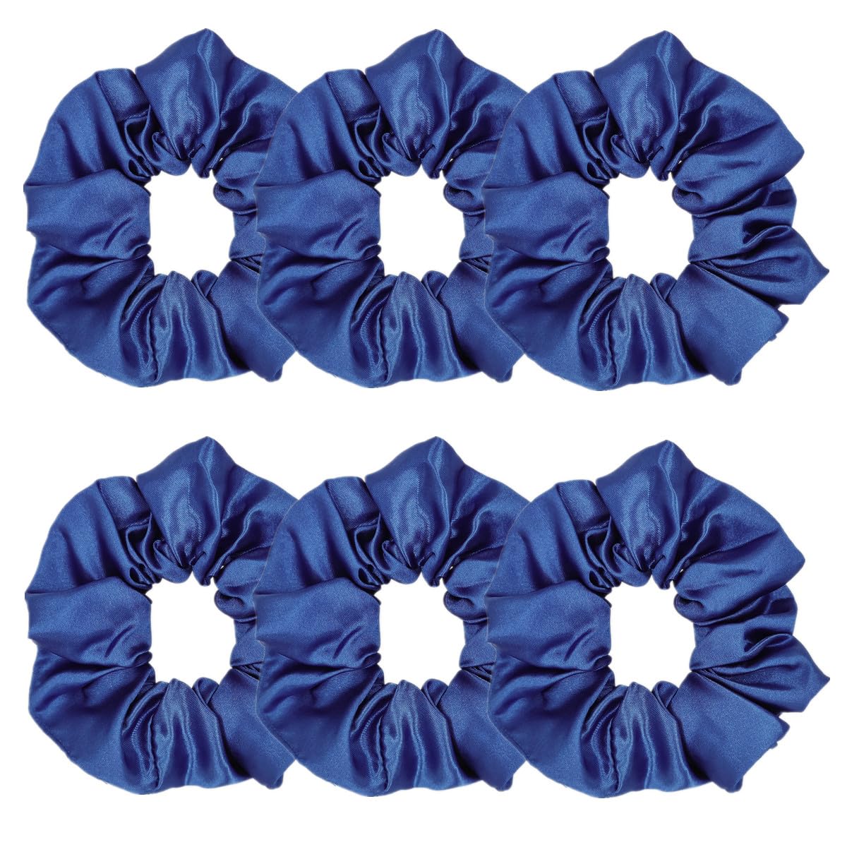 Sufermoe 6 Pcs Satin Silk Hair Scrunchies, Dark Blue (4.5 Inch) - Hair Ties for Women and Girls, Hair Accessories