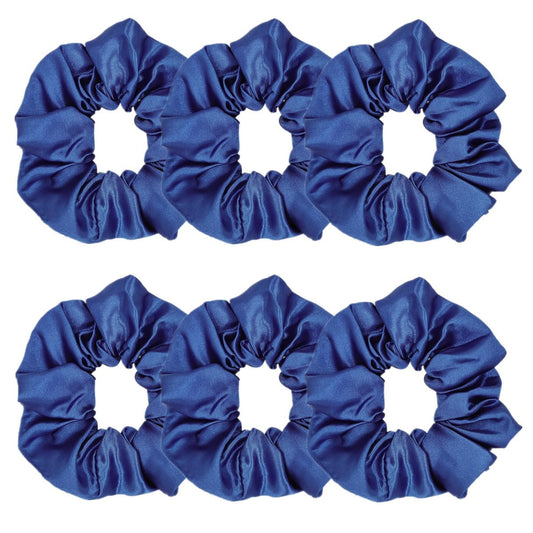 Sufermoe 6 Pcs Satin Silk Hair Scrunchies, Dark Blue (4.5 Inch) - Hair Ties for Women and Girls, Hair Accessories