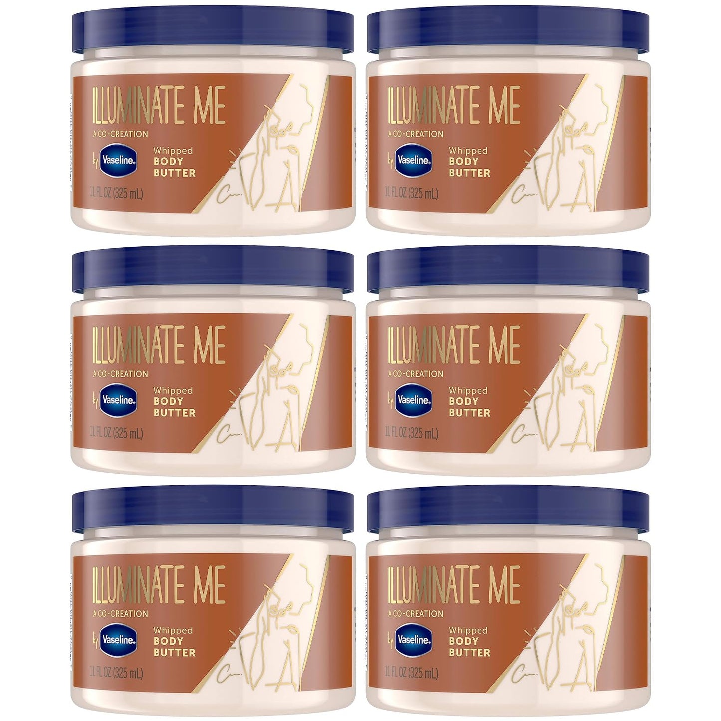 Vaseline Lotion - Illuminate Me Body Butter, Whipped Shea Butter Co-Created with Black Women for Luminous, Glowing Skin, Moisturizing Lotion for Extremely Dry Skin, Scented, 11 Oz Ea (Pack of 6)