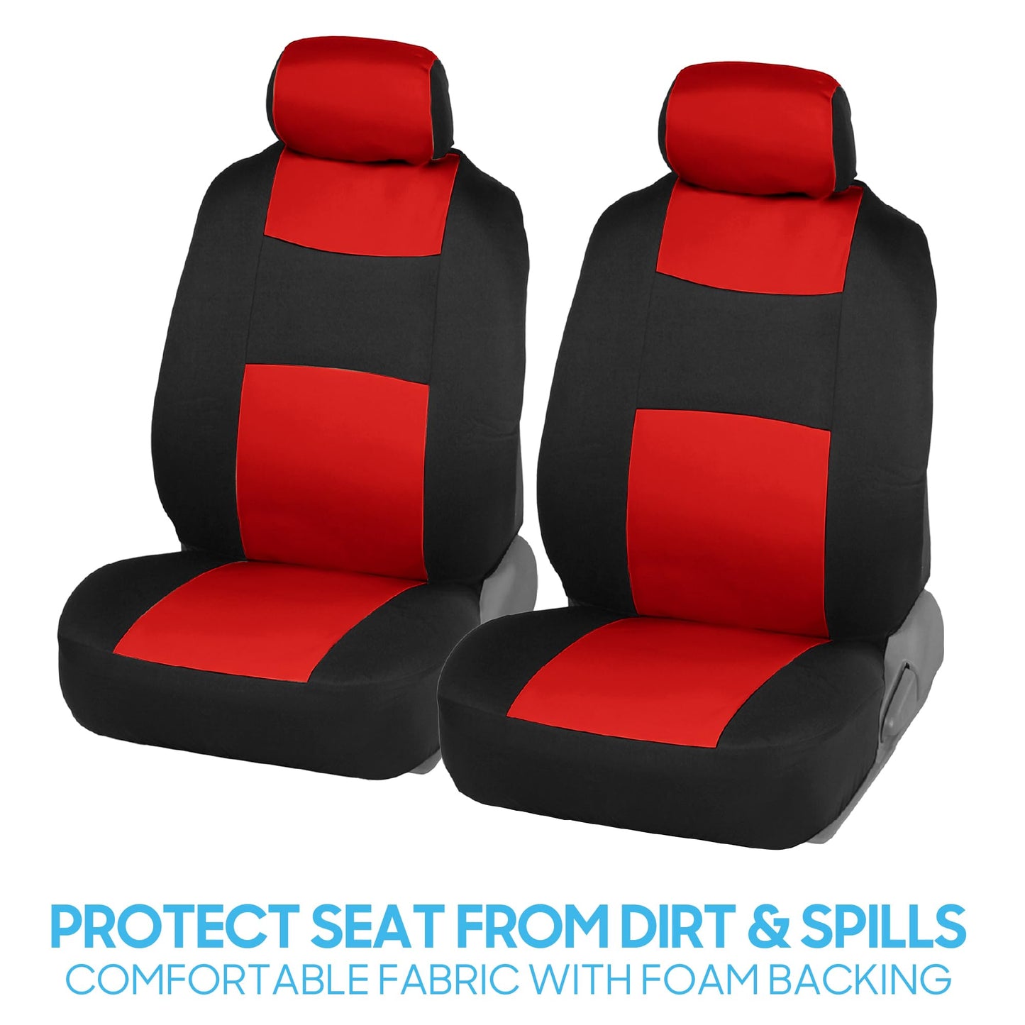 BDK PolyPro Car Seat Covers Full Set in Red on Black – Front and Rear Split Bench Seat Covers, Easy to Install, Accessories for Auto Trucks Van SUV