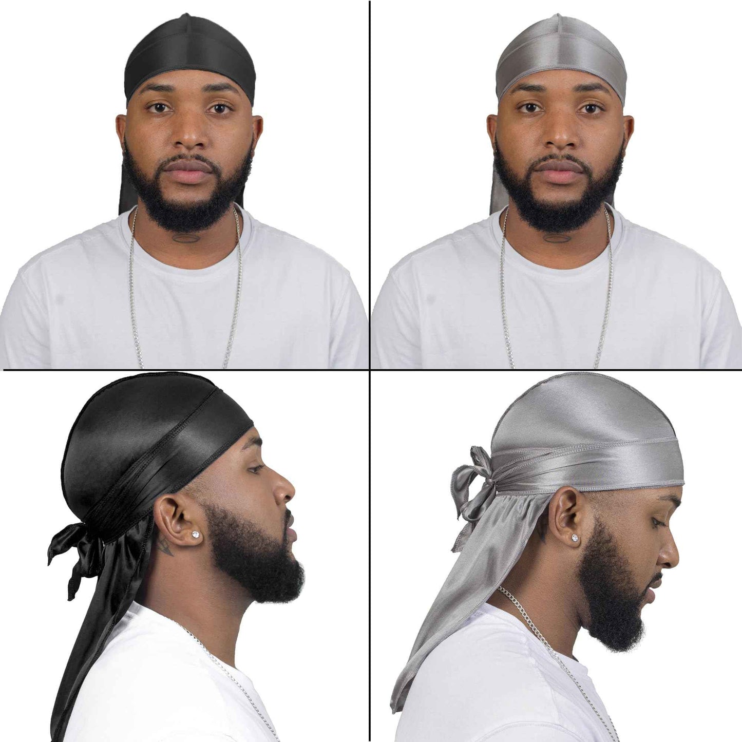 4PCS Silky Durags for Men Women 360 Waves with 1 Wave Cap, Silky Satin Durag Extra Long Tails