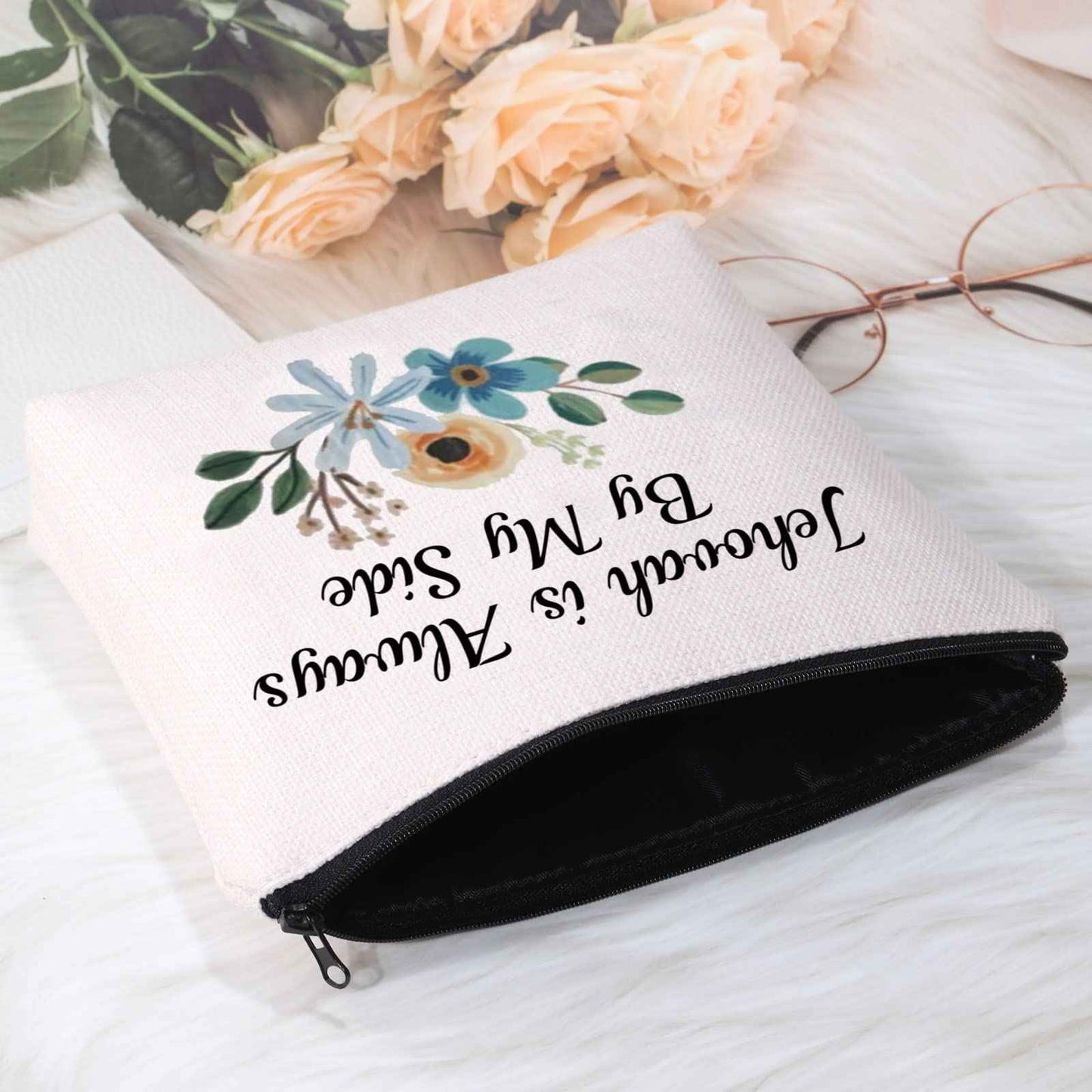 POFULL JW Baptism Gift Jehovah is Always By My Side Cosmetic Bag JW Pioneer Gifts (Jehovah By My Side)