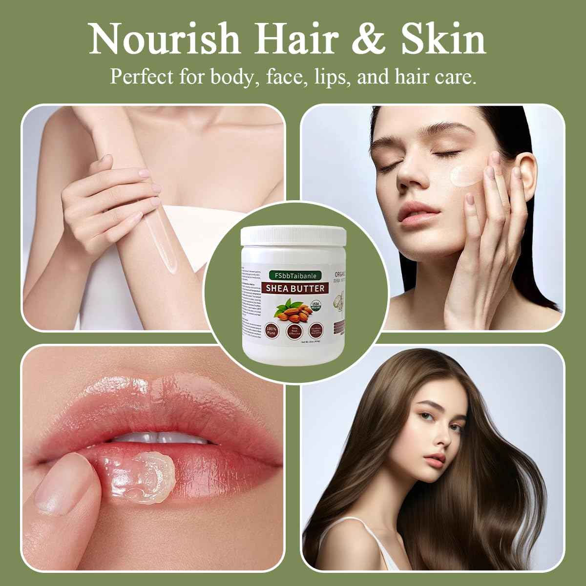 FSbbTaibanle Shea Butter 16 oz – Pure & Organic Moisturizer for Skin, Hair & DIY – Raw, Unrefined, Non-GMO, Ivory Color, Grade A Quality