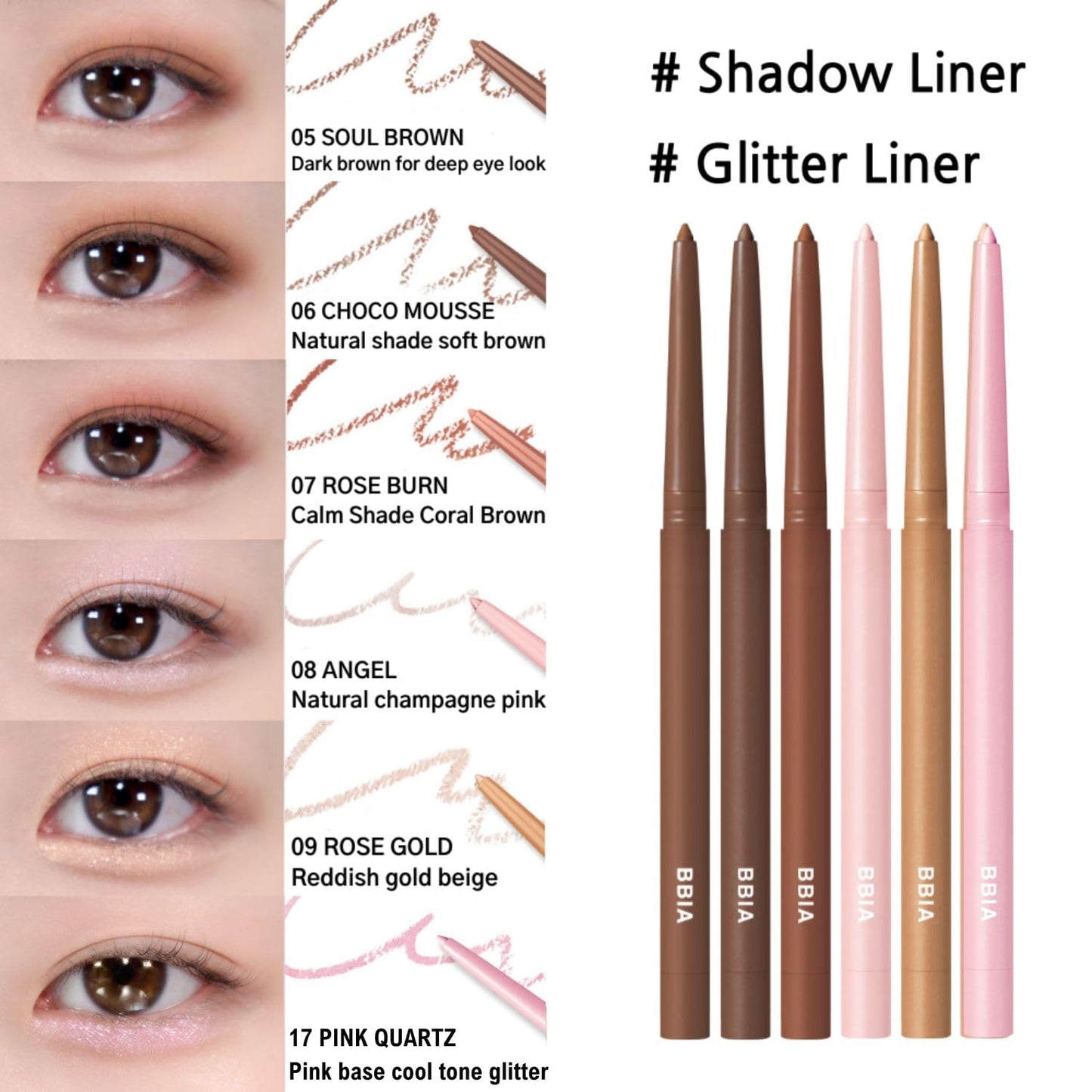 BBIA Last Auto Gel Eyeliner 17 Color – Multi-Use Longwear & Waterproof Mechanical Eye Liner Easy Drawing with Smooth Texture Smudge-Resistant Shadow & Glitter Vegan Korea Eye Makeup (09 ROSE GOLD)