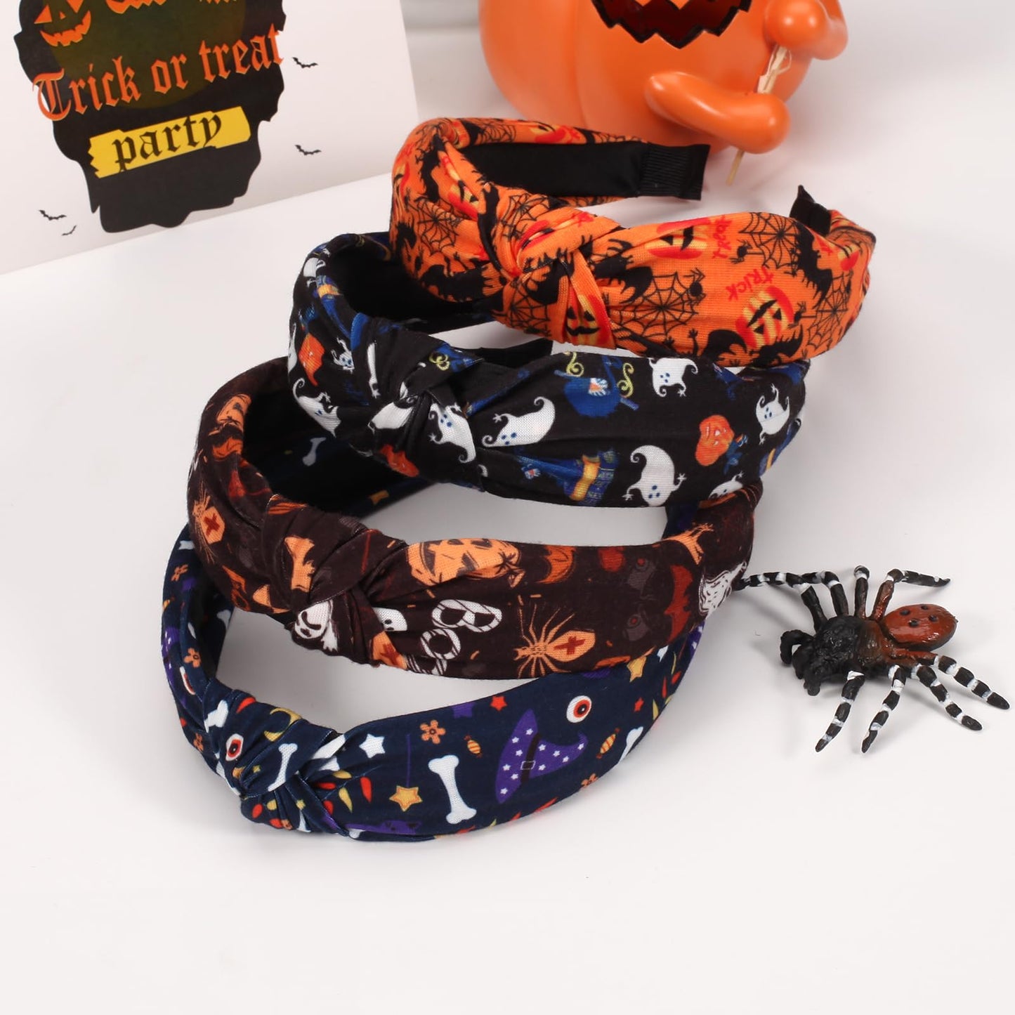 Twinfree Halloween Headbands for Women Girls Pumpkin Spider Web Ghost Skeleton Headwear for Halloween Party Cosplay Accessories