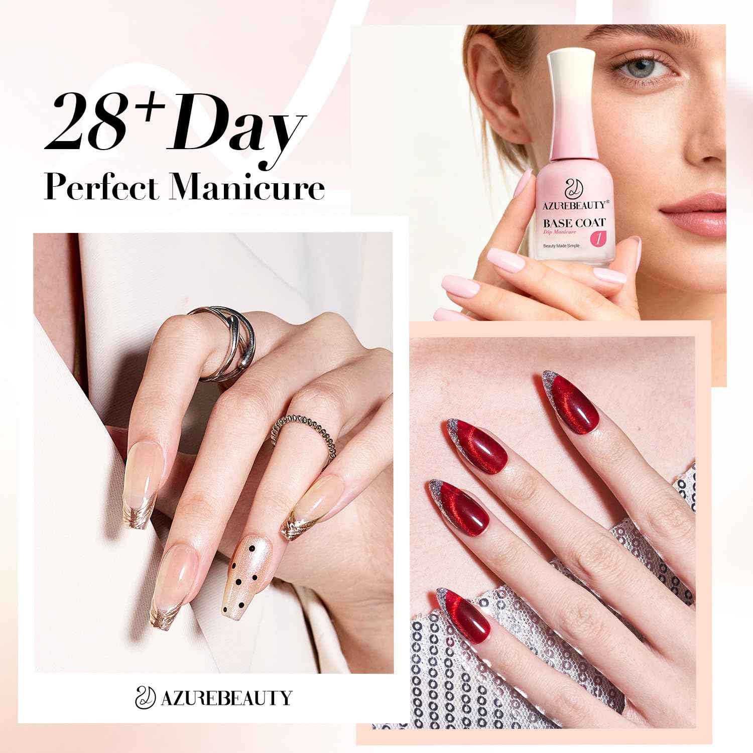 AZUREBEAUTY Dip Powder Liquid Set - 8Pcs 15ml/0.5oz Upgraded Bond, Base Coat, Activator & Top Coat | DIY Home Salon Necessary Tools