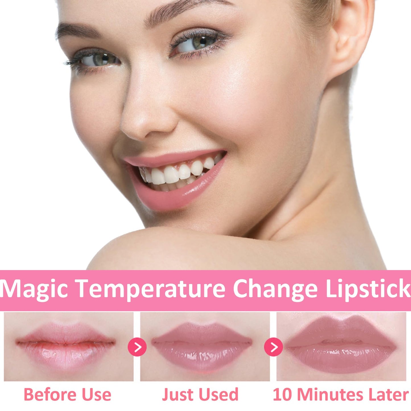 1 Pack Crystal Flower Jelly Lipstick,Magic Color Changing Lipstick,PH Clear Temperature Color Changing Lip Gloss,Lip Balm,Long Lasting Nourishing Moisturizing Lip Stick Set 04