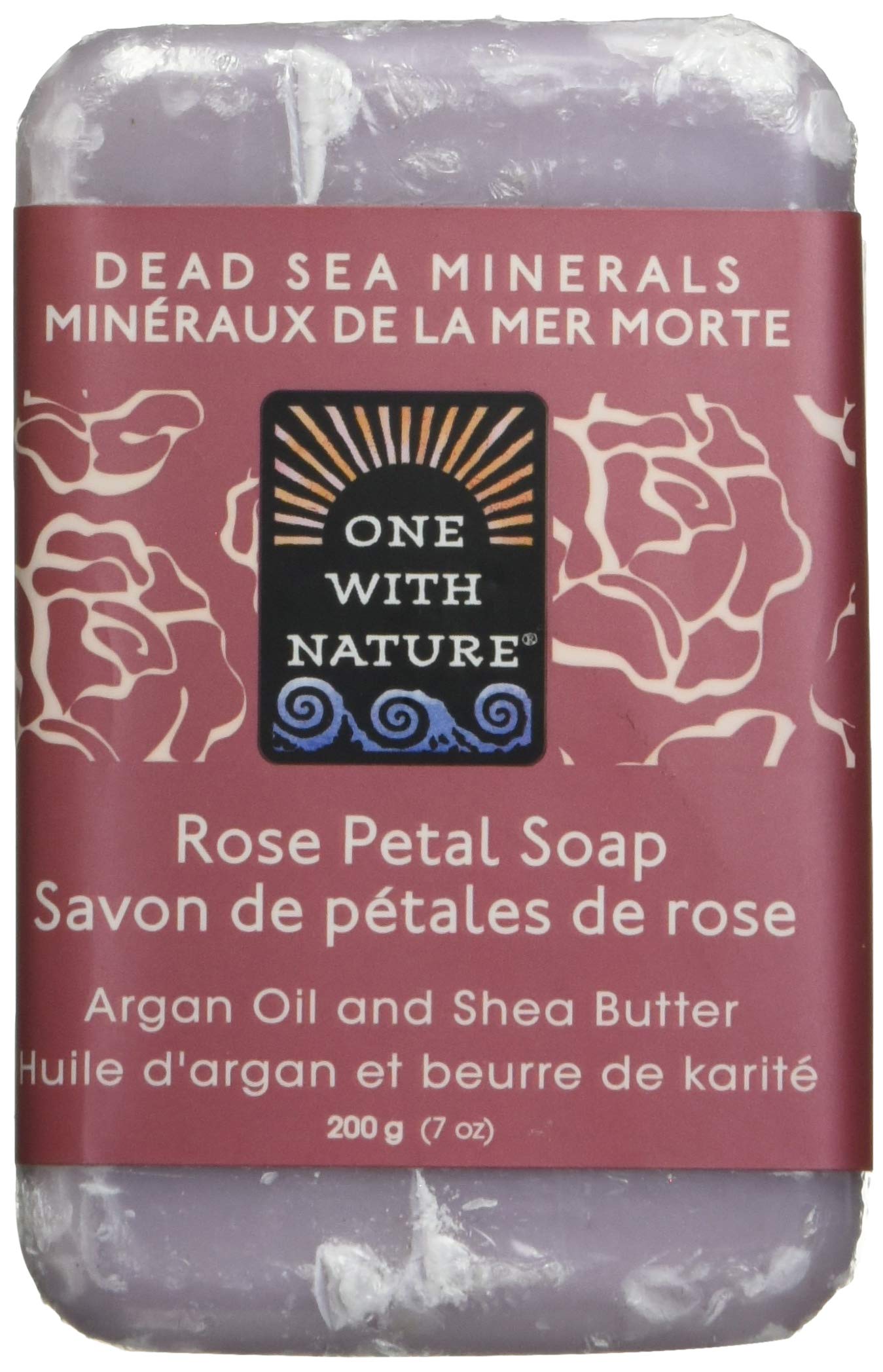 One With Nature Rose Petal Dead Sea Mineral Soap, 7 Ounce Bars (Pack of 6)