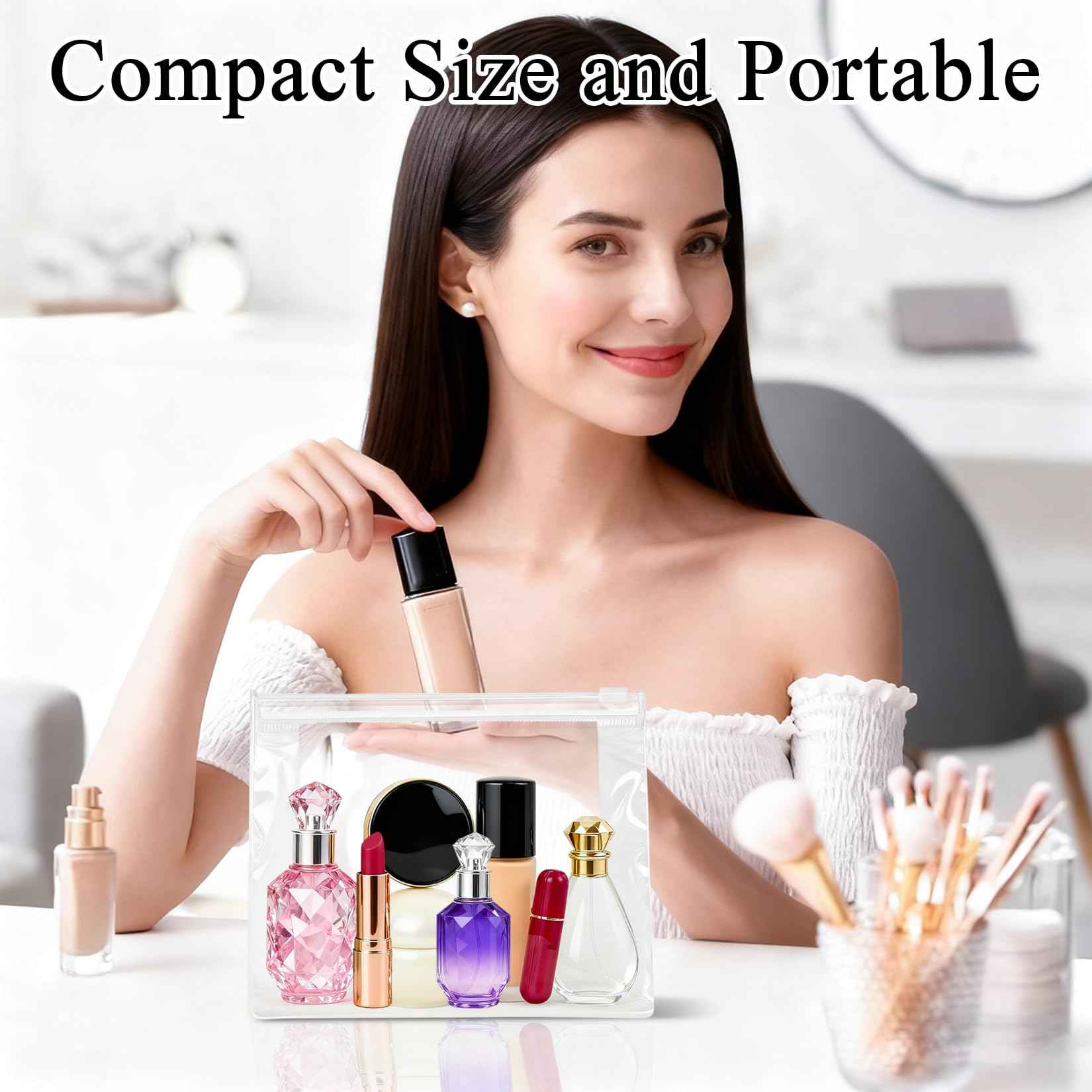YEAJOIN 60 Pieces Plastic Mini Clear Makeup Bag Small Clear Zipper Pouches Waterproof clear toiletry bags for traveling
