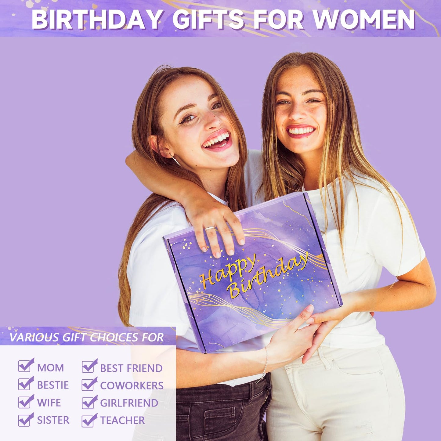 Aeenr Birthday Gifts for Women-40th Birthday Gifts Women-50th Birthday Gifts for Her 30th Birthday Lavender Purple Gift Baskets, Gift Set for Sister Mom Wife Girlfriend Coworker Best Friend-Christmas