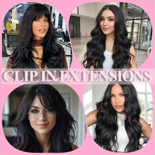 Clip in Hair Extensions, 18 Inch 7Pcs Invisible Seamless Real Hair Extensions Clip in Human Hair, 1B Natural Black Straight Human Hair Extensions for Women, 95g Double Weft Remy Human Hair