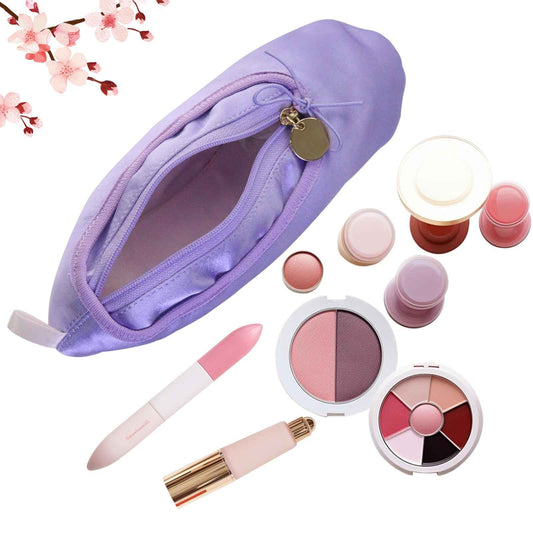 PWQEIONC Ballet Shoe Makeup Bag, Small Cosmetic Bag for Trip Portable Cosmetic Travel Bag, Makeup Organizer Bag Cosmetic Organizer for Women Girl Dancer Lover (Purple)