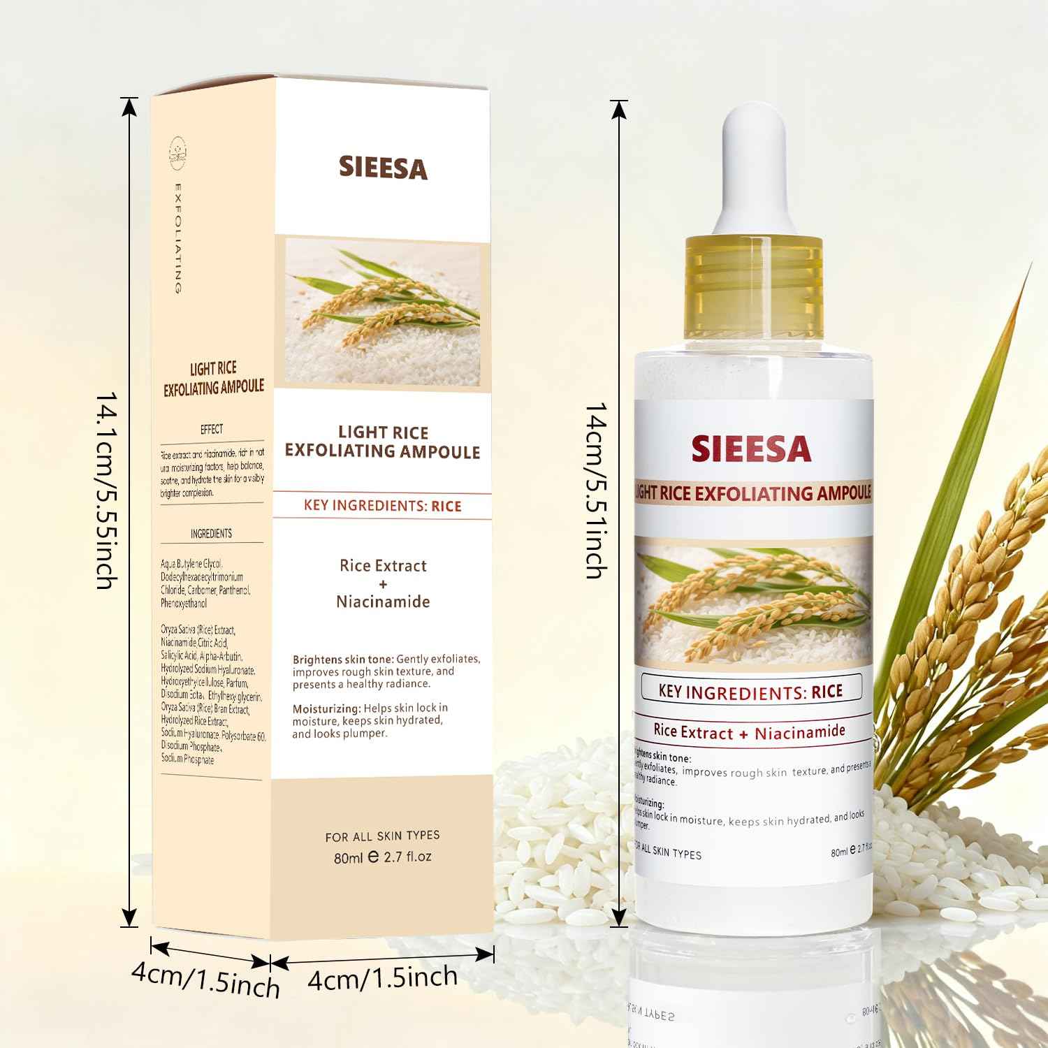 Rice Peel Shot,Peel Shot Glow Rice Ampoule Duo, White&Black Rice Exfoliant,Removes Dead Skin and Blackheads,Niacinamide Controls Oil Salicylic Acid Gentle Pore Clean, For Various SkinS(5.4 fl oz)