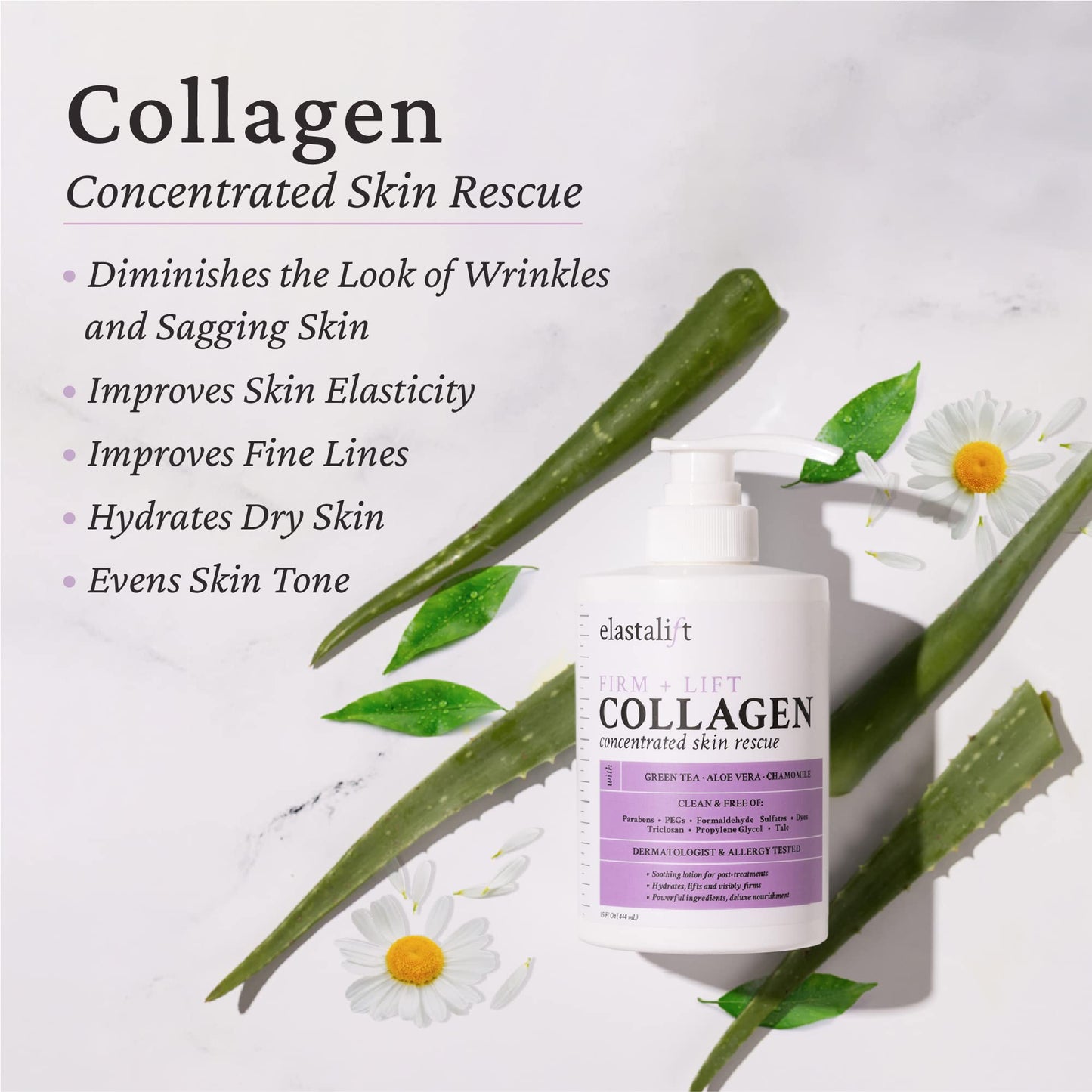 Elastalift Collagen Cream Skin Care Face Lotion & Body Lotion | Fragrance Free Skin Tightening Cream Collagen Firming Lotion Body Moisturizer For Crepey Skin, Stretch Marks, & Cellulite, 15 Fl Oz