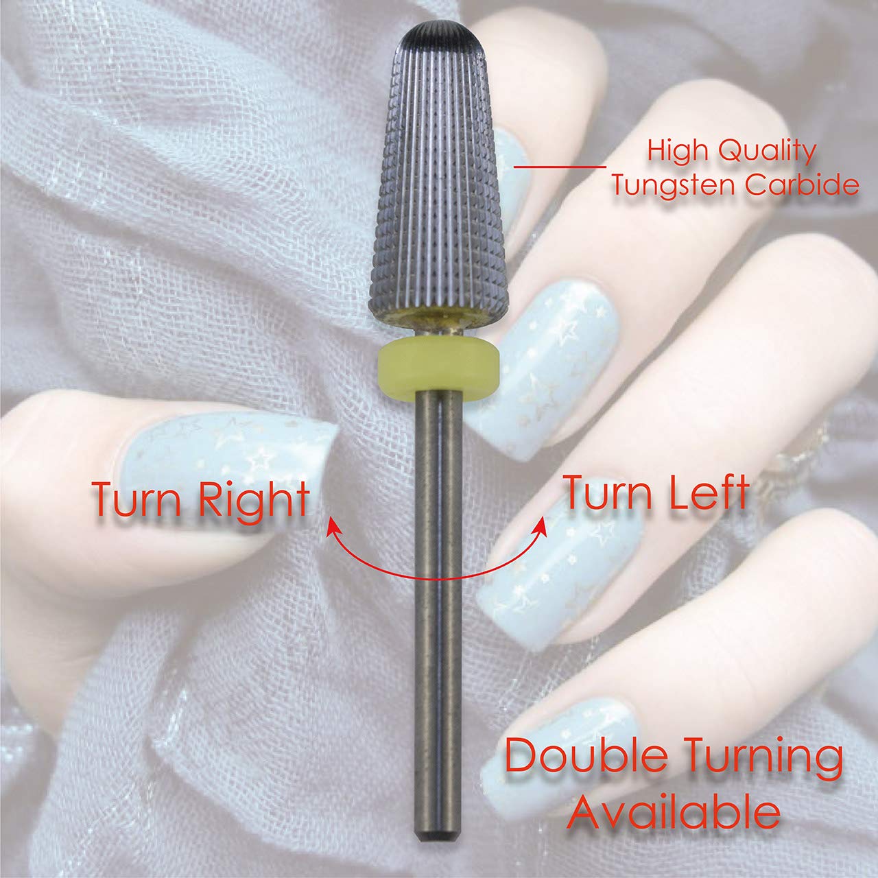 ianblues Volcano Nail Drill, 2 Way -2 Rotate Directions, Safety Round Top, Professional Manicure Drill for Electric Nail Drill Machine, Both for Left Handed & Right Handed Person (Extra Fine - XF)