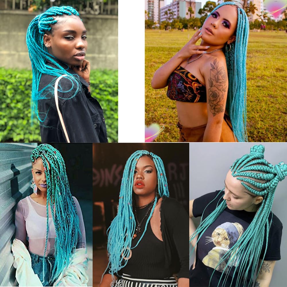 SHCLYING Mint Green Braiding Hair Pre Stretched,Top Synthetic Pre Stretched Braiding Hair Extensions,Easy Braid 26inch 3packs Yaki Texture Crochet Hair Braids.