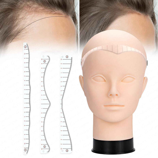Micropigmentation Training Head Model with Hairline Drawing Ruler for Precise Practice and Skill Development(SMP Practice Female Model Kit)