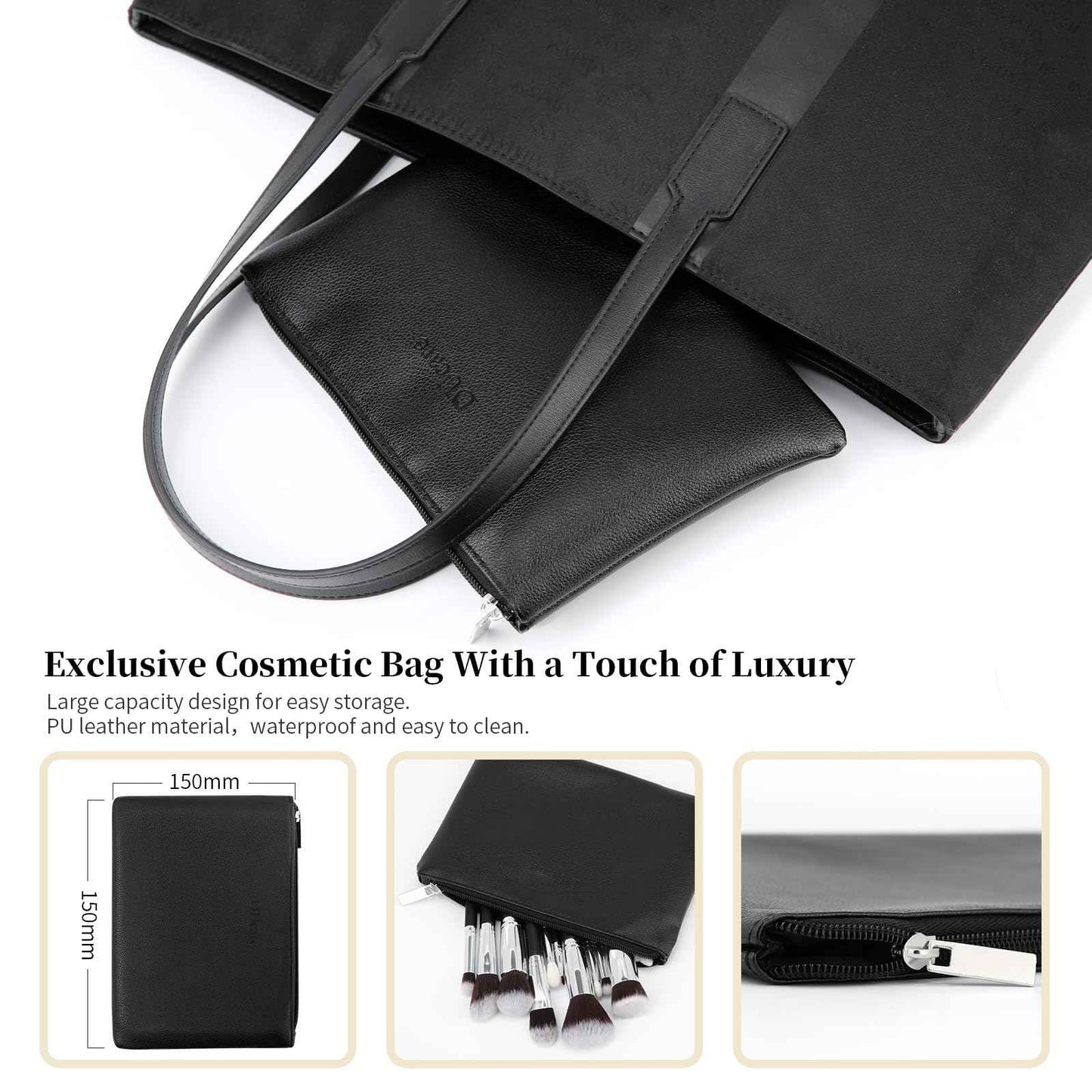 DUcare Makeup Brushes with Bag,15Pcs Christmas Makeup Brush Set Travel Kabuki Foundation Blending Blush Eyeliner Shadow Brow Concealer Brushes Kit