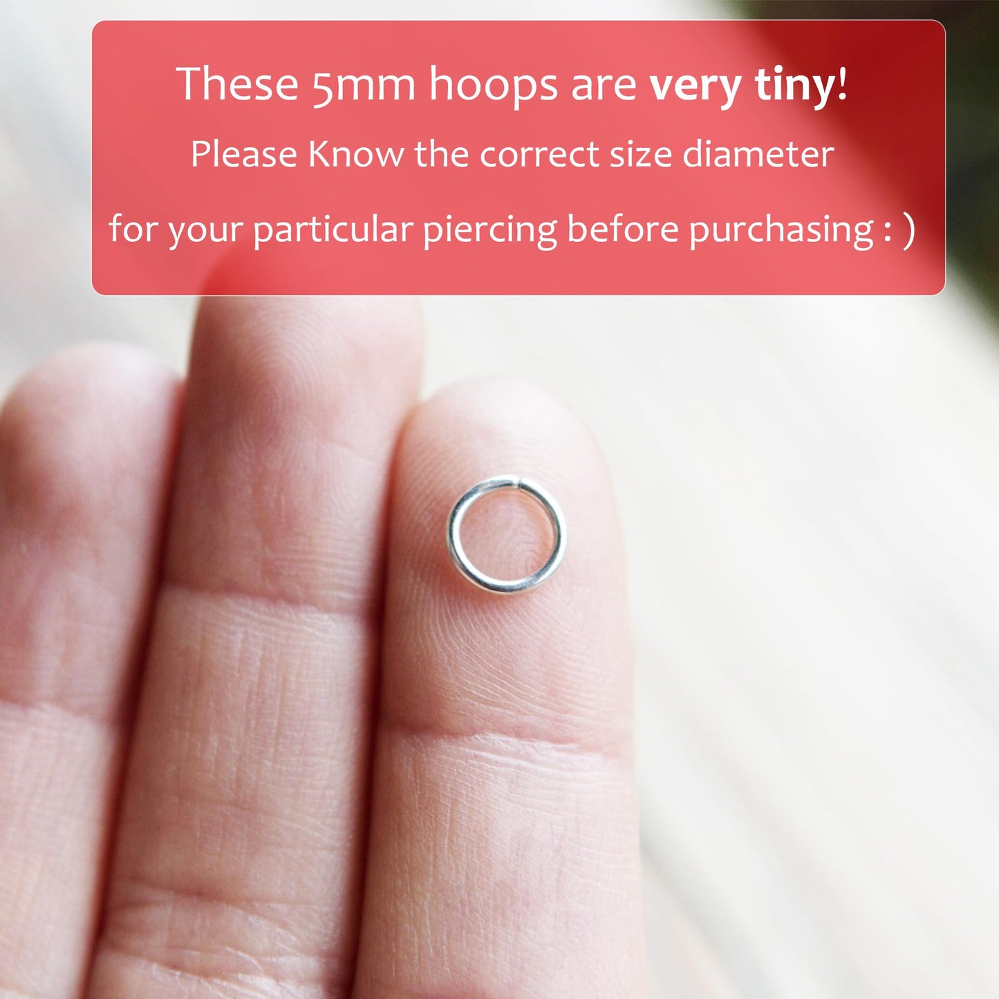 5mm Super Tiny Thin Nose Rings Hoops for Women/Men, Small Silver Nose Rings 20g for Nose Piercings (1pc - 20 gauge - 5mm, 925 Sterling Silver)