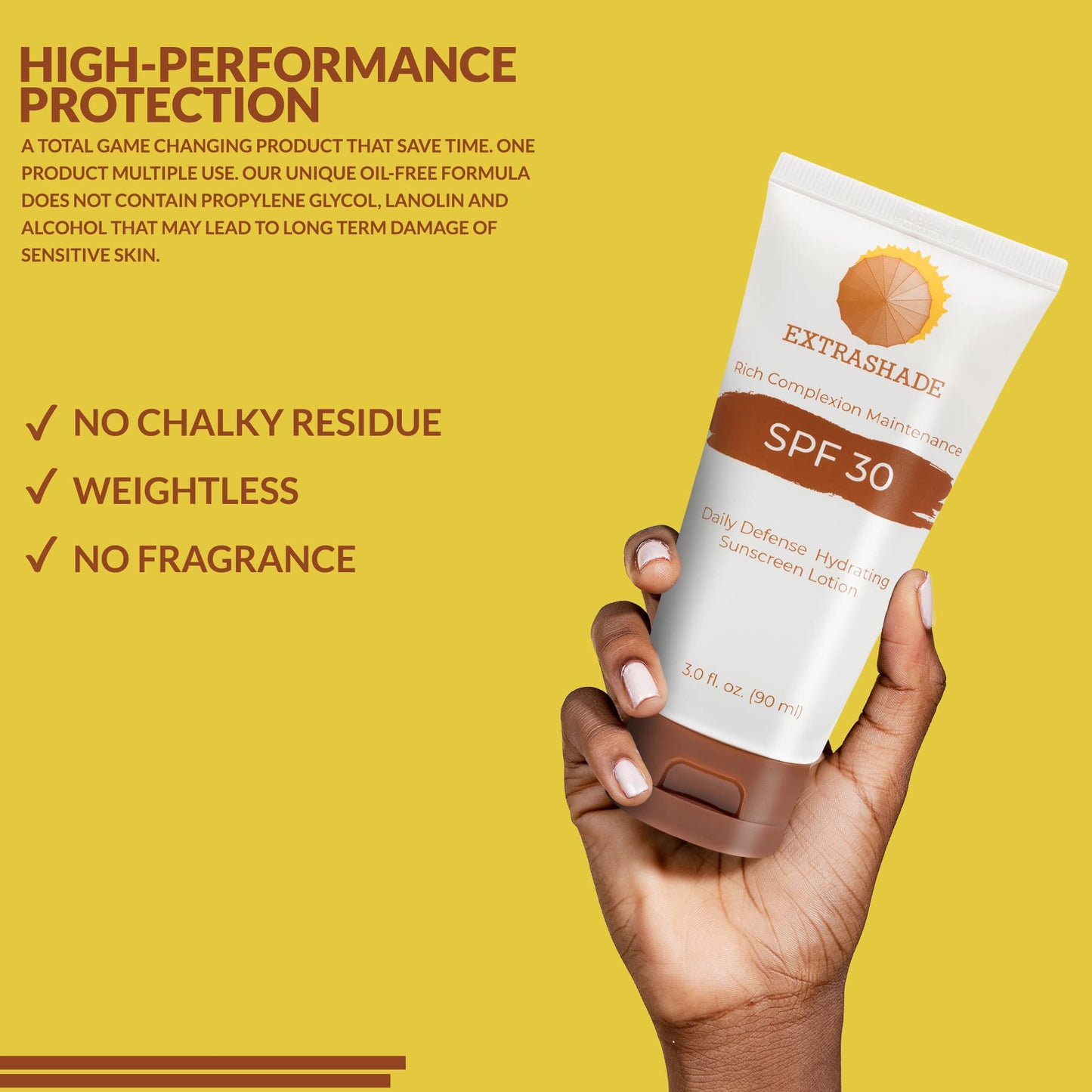 EXTRASHADE Premium Hydro Boost Black People Sunscreen for Face, Body, and skin of color, Broad Spectrum UVA/UVB Oil Free, Non-Greasy Sun block with Hyaluronic Acid, SPF 30,(3 FL Oz)