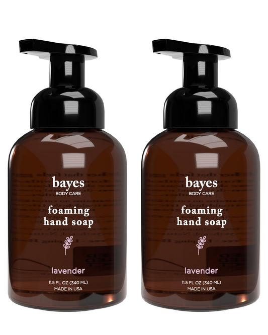 Bayes Foaming Hand Soap, Plant-Derived - Aromatic and Nourishing Hand Wash, Infused with Natural Essential Oils - USDA Certified Biobased - 11.5 Ounce, Lavender, 2 Pack