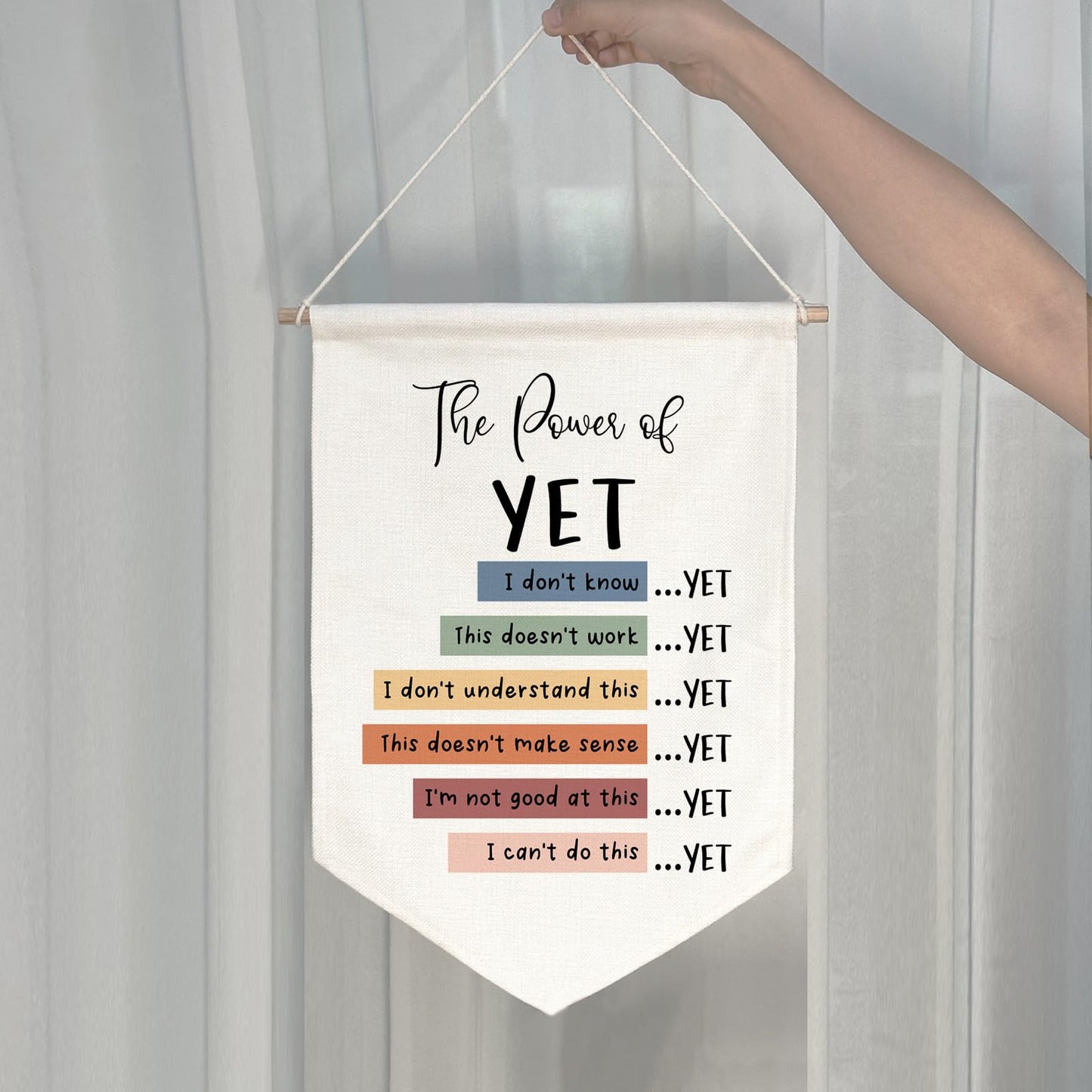 Classroom Wall Hanging Banner Poster Therapy Office Decor Calm Down Corner School Counselor Mental Health Growth Mindset Poster Anxiety Educational Wall Banner (The Power of Yet)