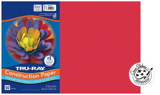 PACON Tru-Ray Sulphite Construction Paper, 12 x 18 Inches, Red, 50 Sheets (102994)