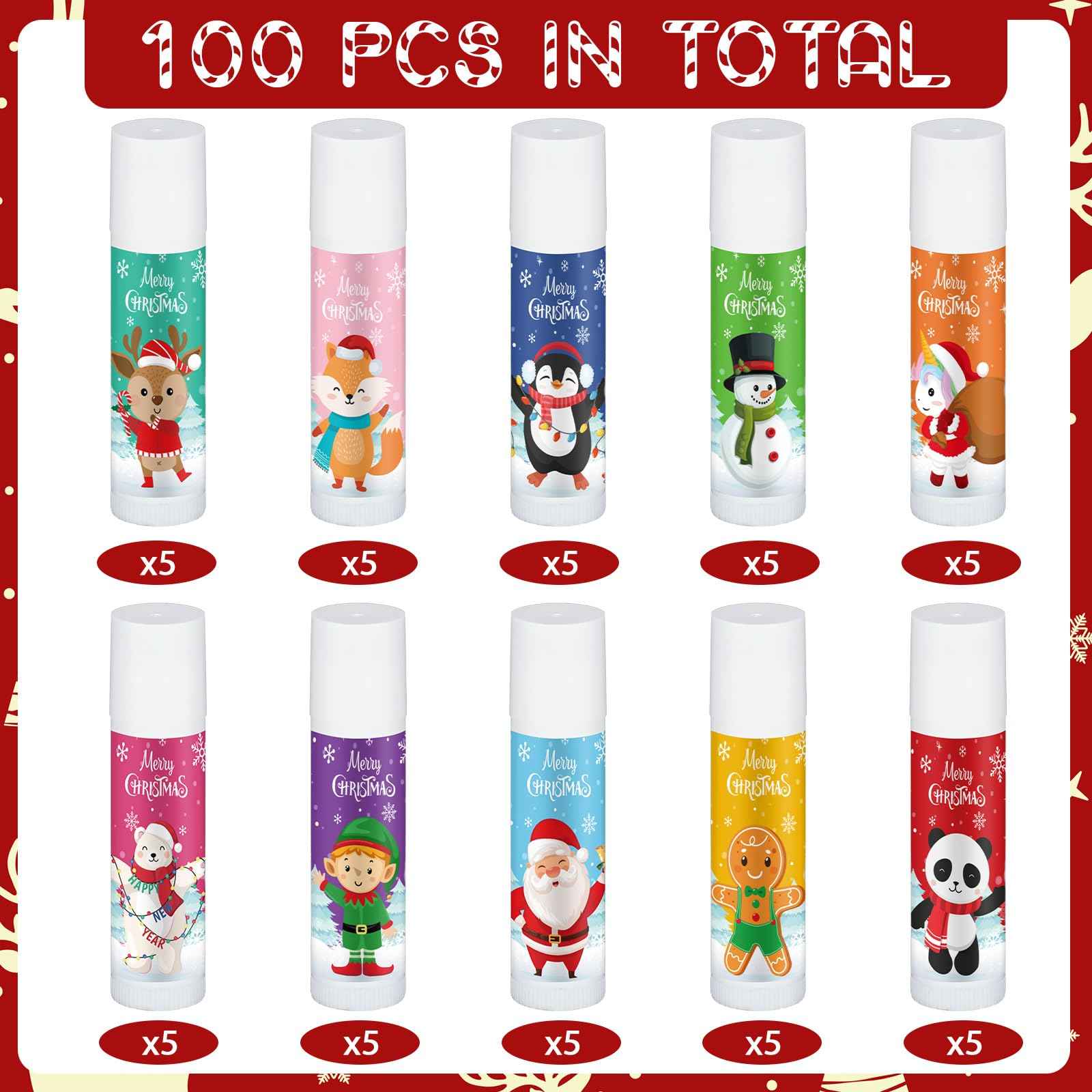 50 Pack Christmas Lip Balms Bulk Christmas Stocking Stuffers Small Xmas Gifts for Coworkers Gingerbread Man Snowman Holiday Thank You Employee Appreciation Gifts for Coworkers Adults Women Men Staff