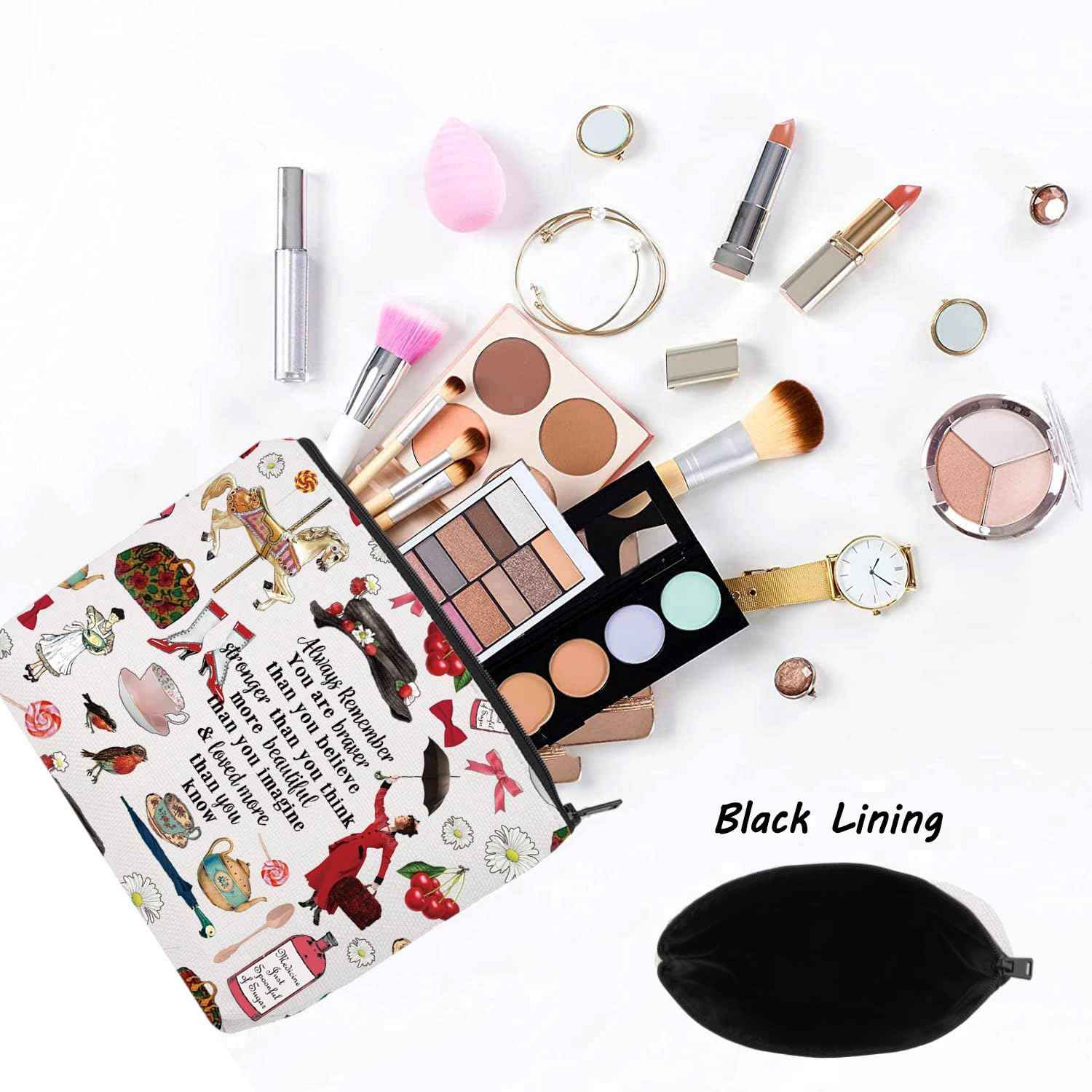 LEVLO Mary Movie Cosmetic Makeup Bag - You Are Braver Stronger Smarter Than You Think - Zipper Pouch for Mary Fans (Always Mary)