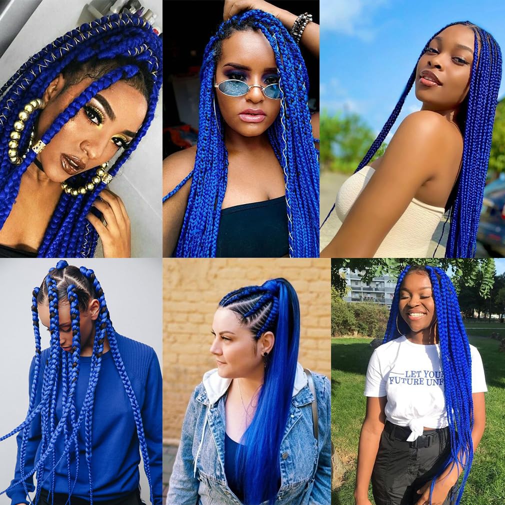 Easy Braid Pre Stretched Blue Braiding Hair 26 Inch 3Packs for Crochet Braiding Hair Yaki Texture Water Setting Braid Crochet Hair Extensions(26inch, Blue)