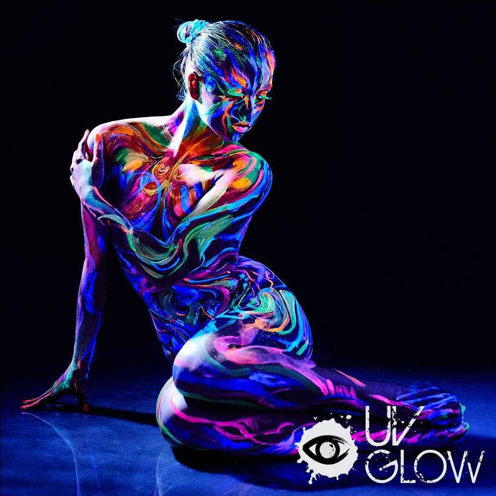UV Glow Blacklight Face and Body Paint 1.7oz - Set of 8 Tubes - Neon Fluorescent