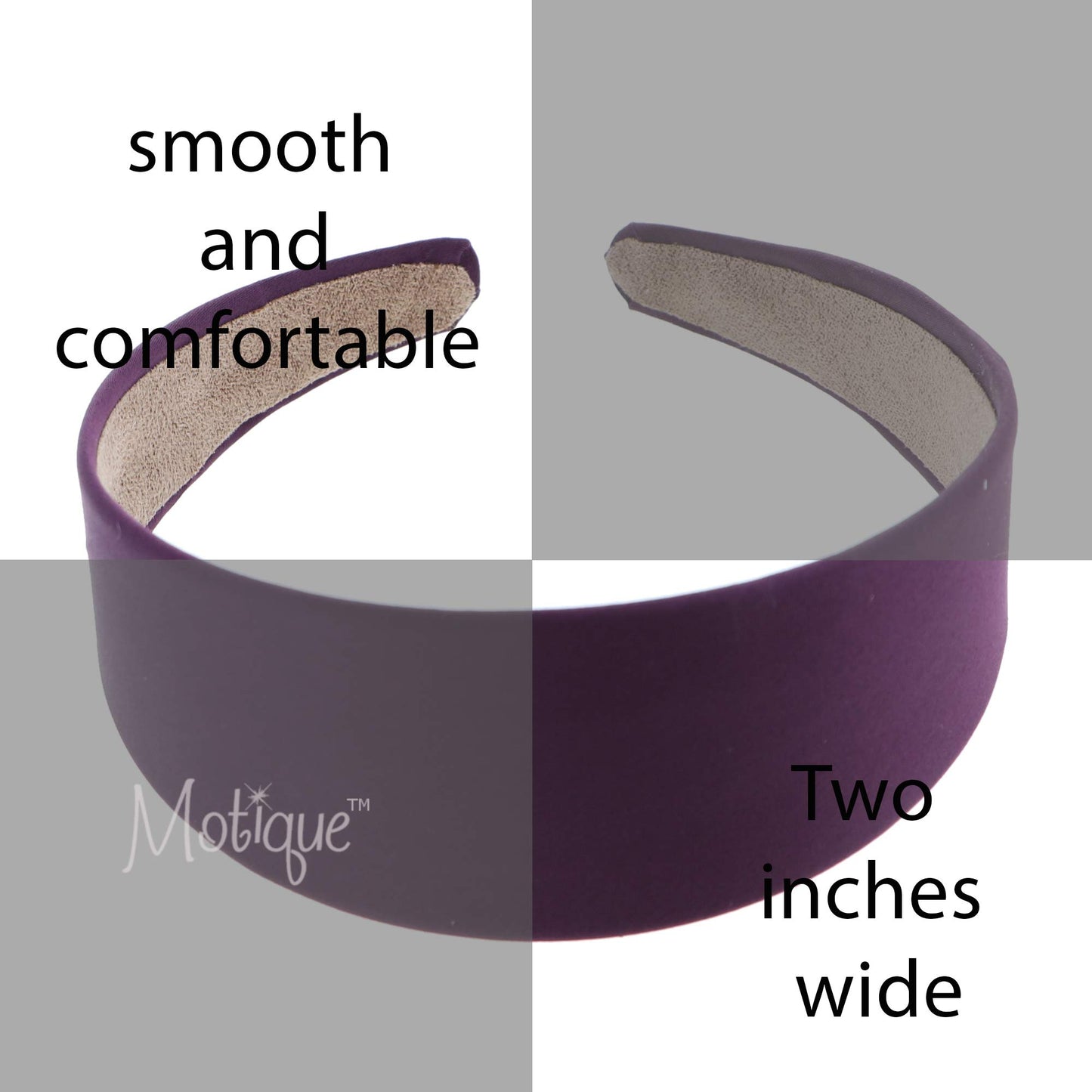 Motique Accessories Girls 2 inch Satin Headband (Dark Purple)