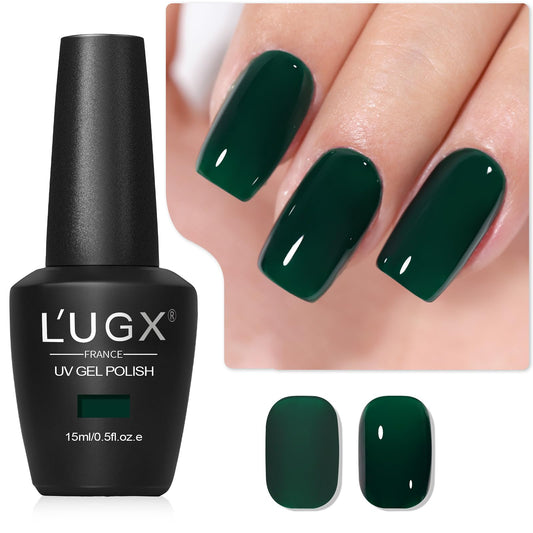 L'UGX Dark Green Gel Polish Emerald Gel Nail Polish 15ML Long Lasting U V Gel Colors for Nails Art DIY Manicure & Pedicure at Home Salon Holiday Gifts for Women LGS-704