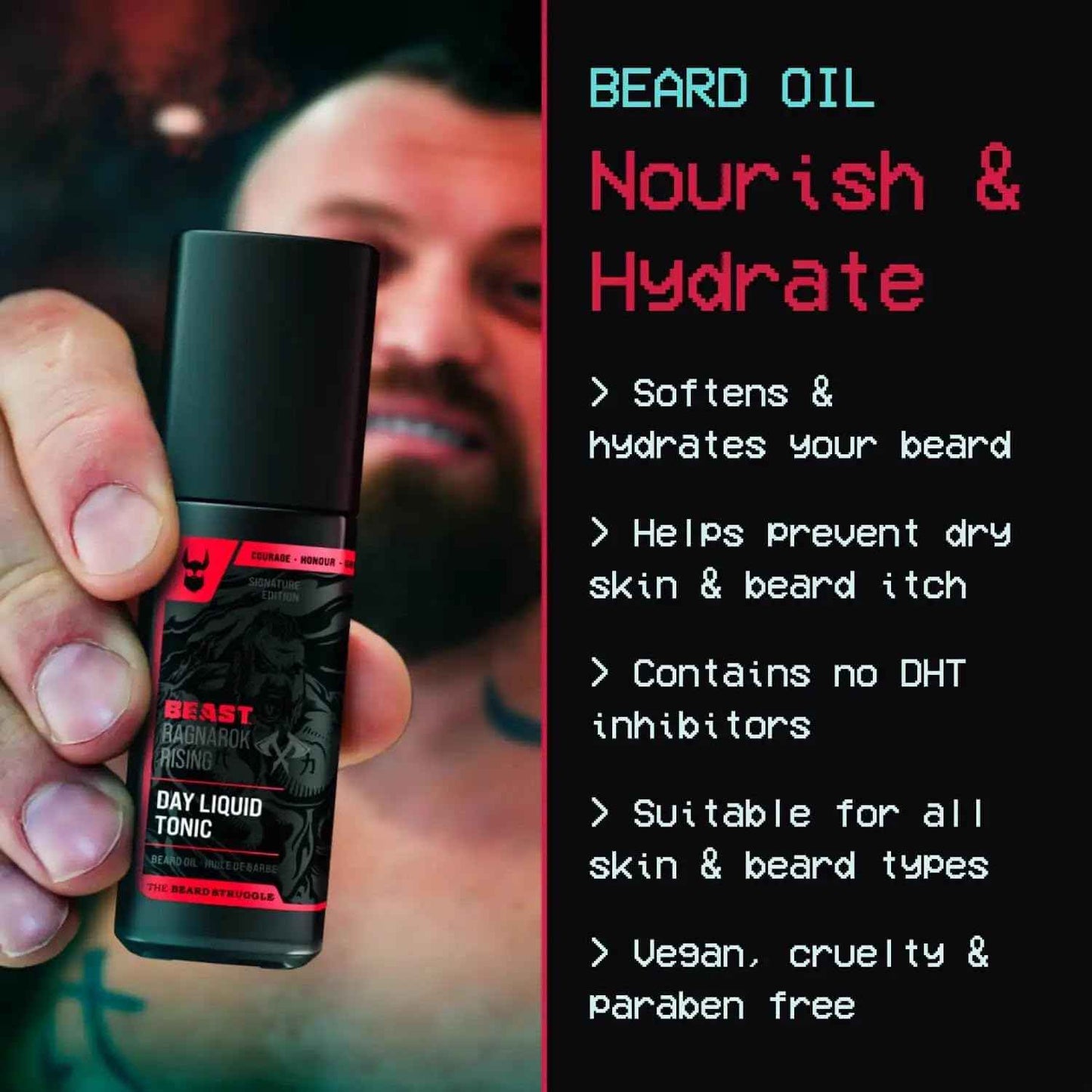 The Beard Struggle The Beast Line Beard Oil for Men Ragnarok Rising Eddie Hall Beast Line - Signature Edition - Day Liquid Tonic Beard Growth Oil - Beast Collection 1 fl oz