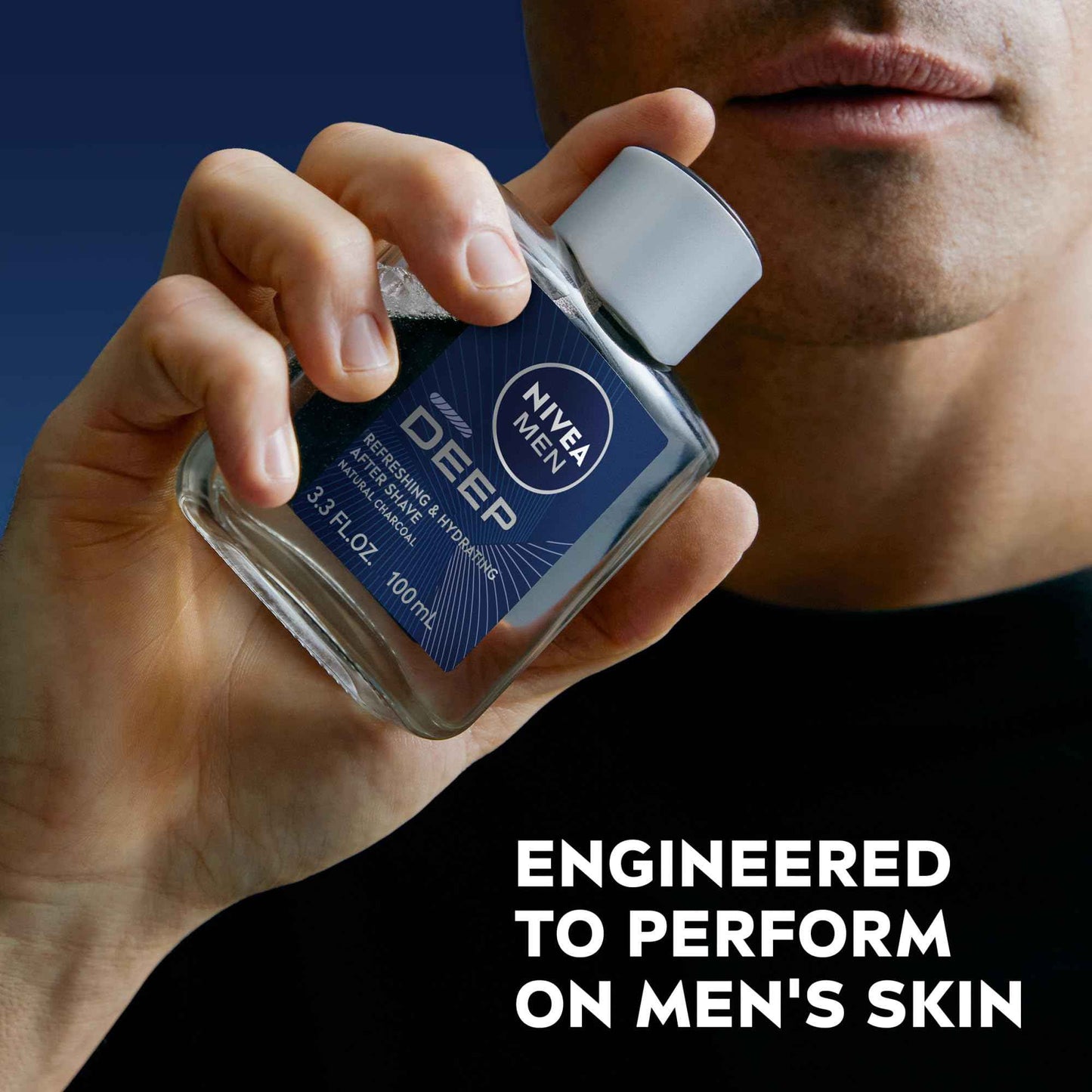 NIVEA Men DEEP Refreshing and Hydrating After Shave with Natural Charcoal, Aftershave Lotion for Men Soothes Shave Irritation, Vanilla and Bourbon Scent, 3.3 Fl Oz Bottle, Pack of 3